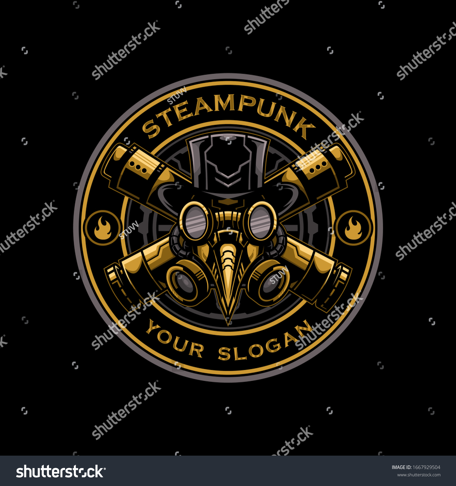 SVG of Plague Doctor vapor badge steampunk illustration style svg