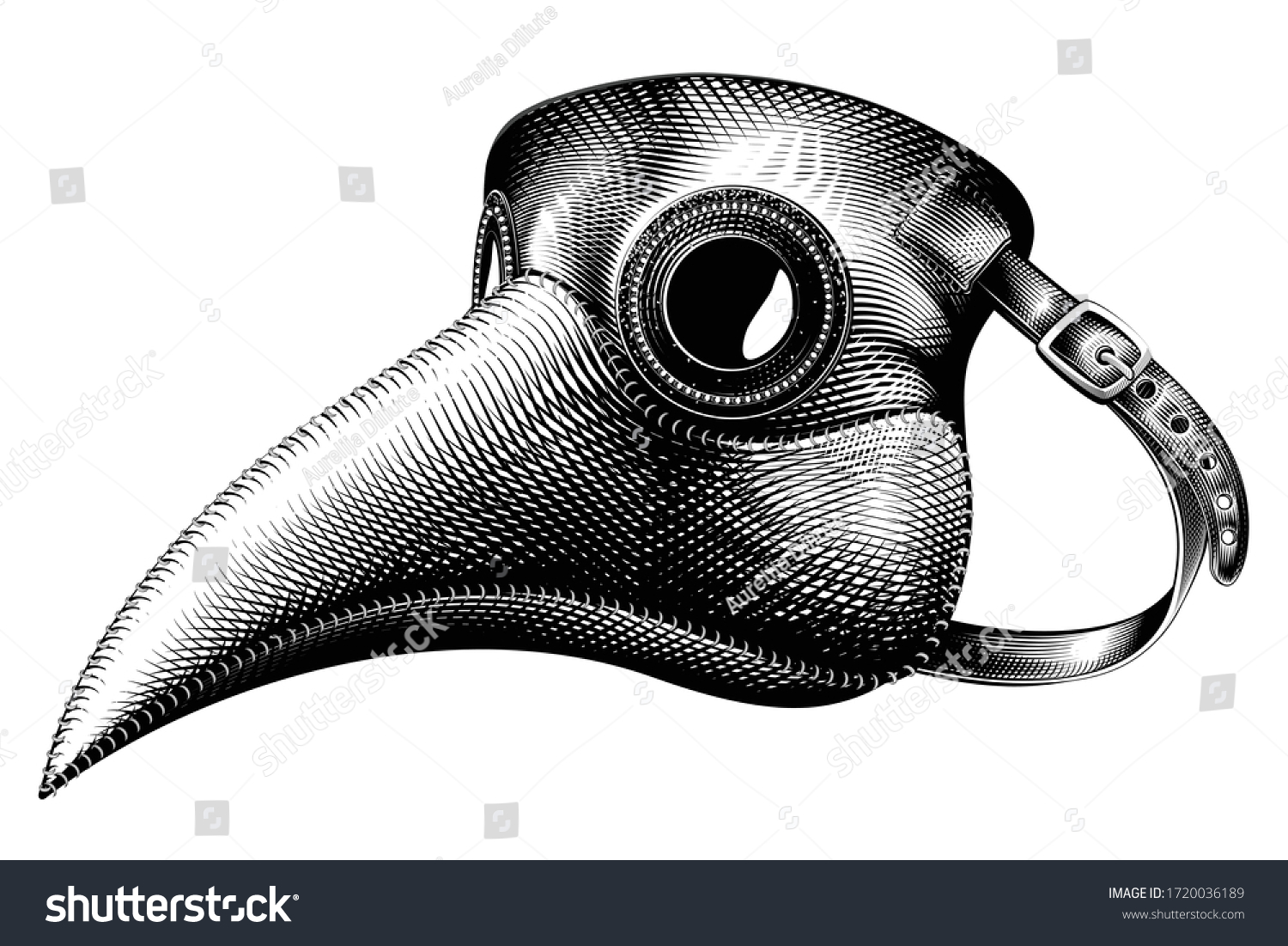 SVG of Plague mask vector illustration. Medieval medical mask ink engraving. svg