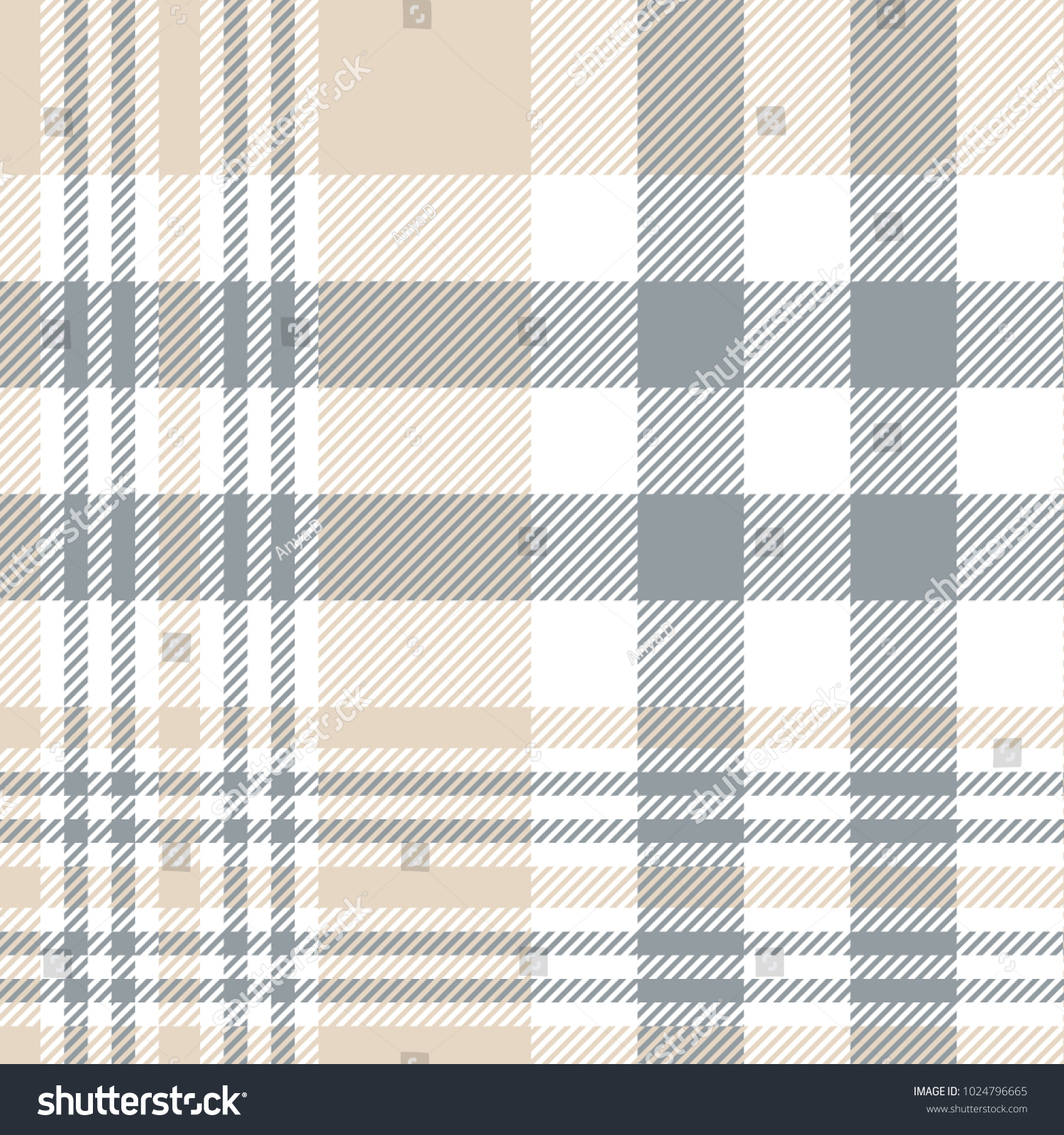 淡ベージュ グレーと白のチェックパターンを適用します シームレスな布地のテクスチャー印刷 のベクター画像素材 ロイヤリティフリー