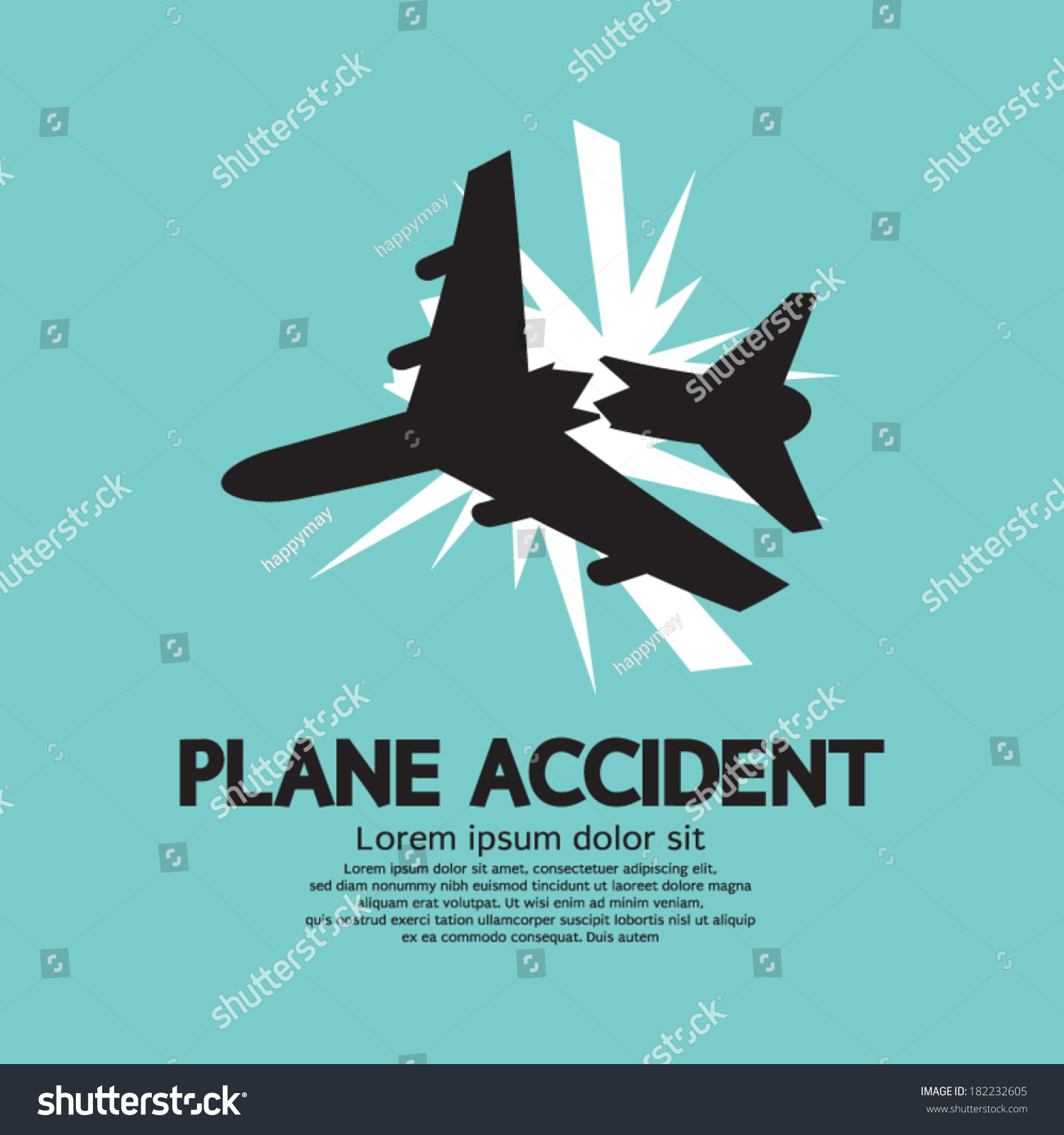 Plane Accident Vector Illustration Stock Vector (Royalty Free) 182232605