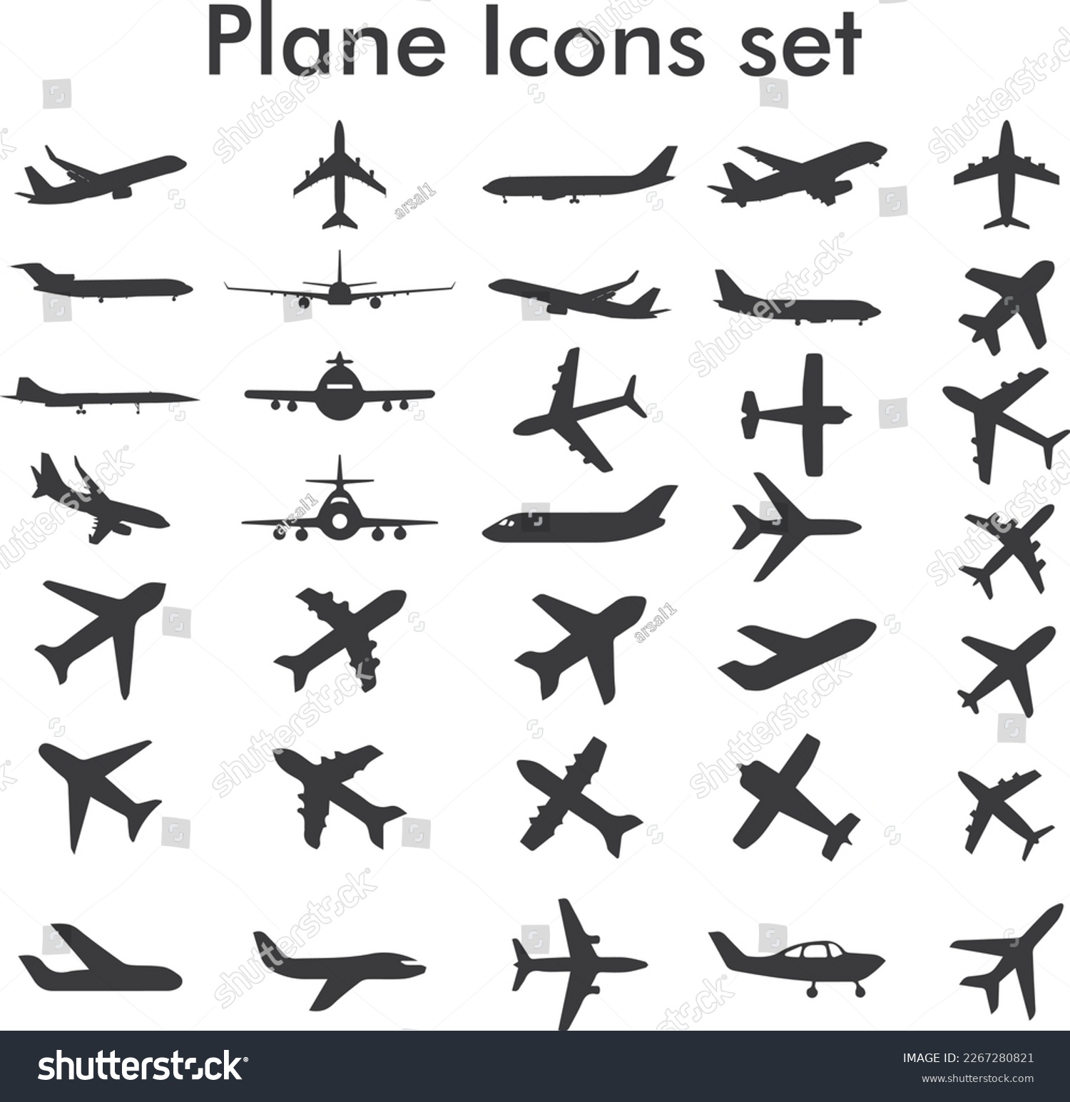 SVG of Plane silhouette set. Set of Different Kind of Airplanes Silhouettes svg