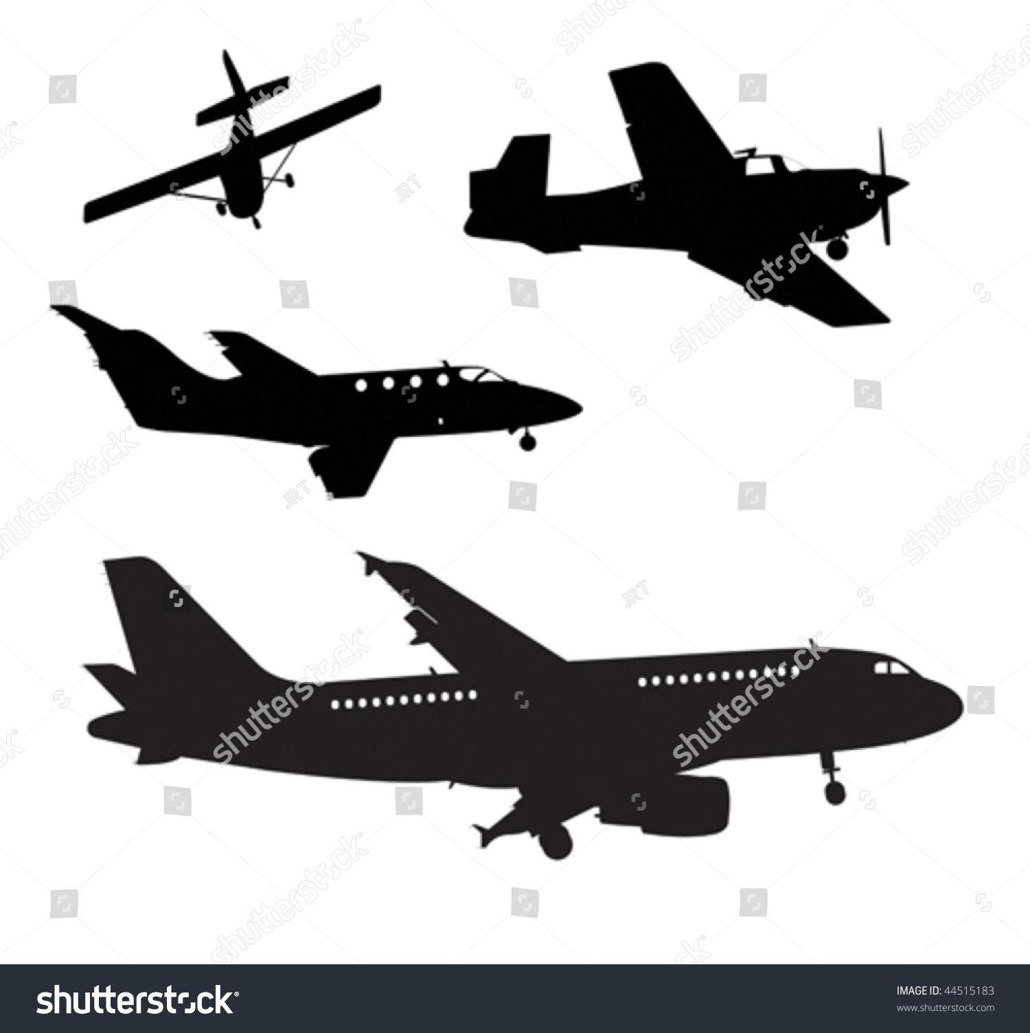 Plane Silhouettes Stock Vector Illustration 44515183 : Shutterstock