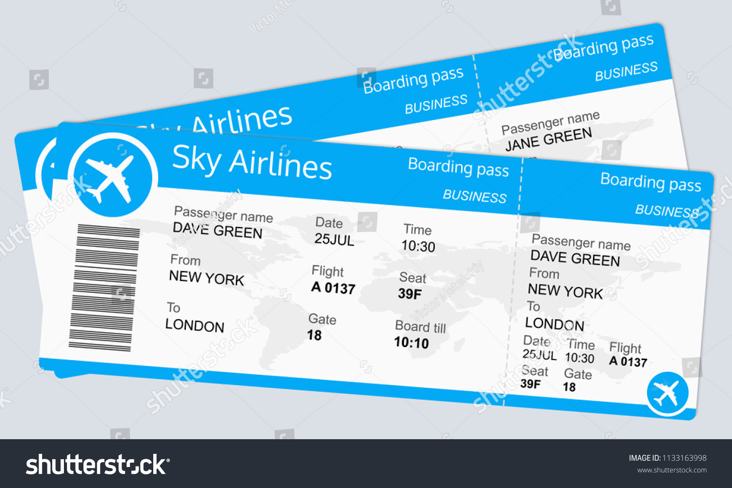 plane ticket template airplane flight ticket stock vector royalty