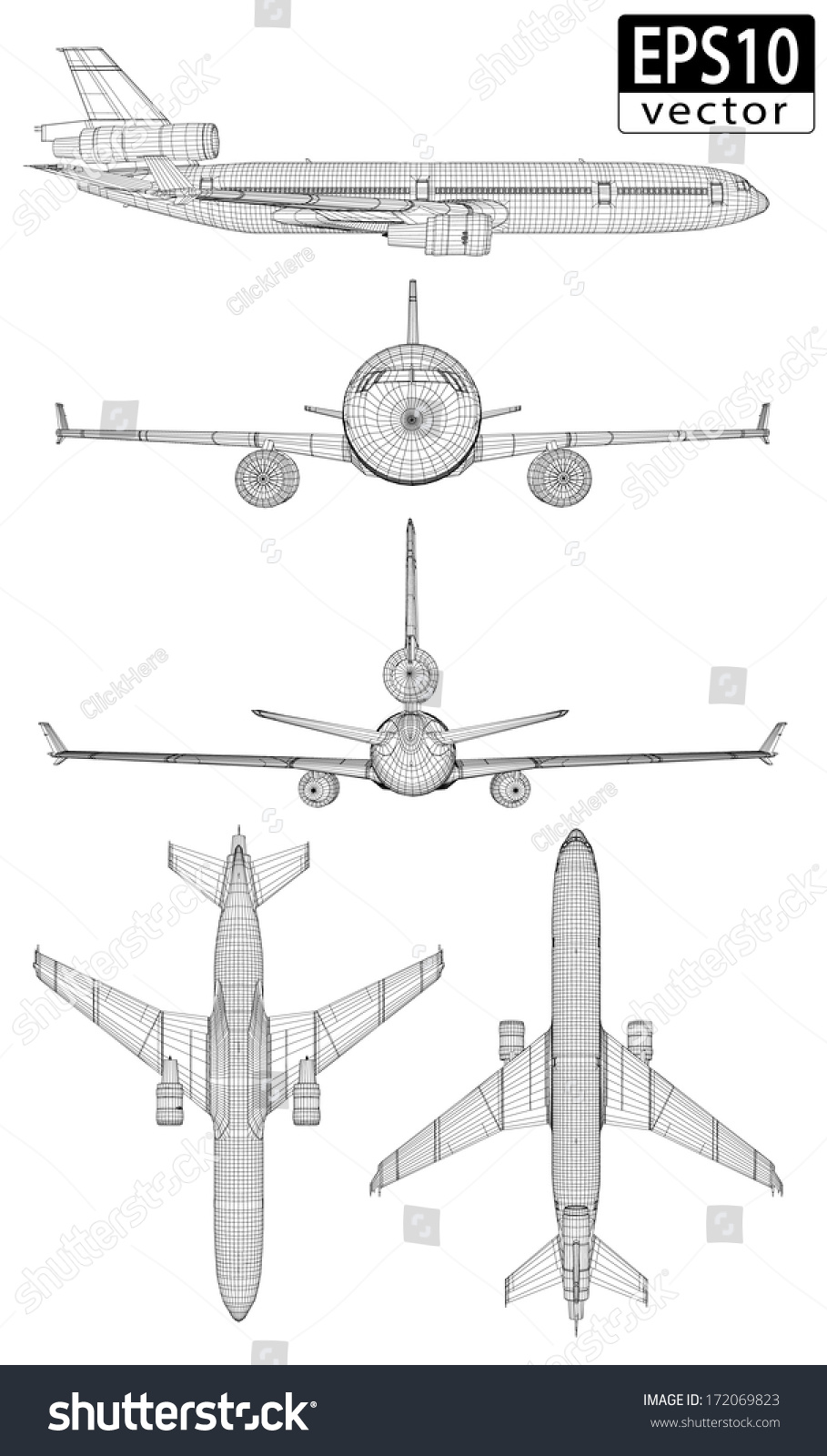 Plane Wireframes | Eps10 Vector - 172069823 : Shutterstock