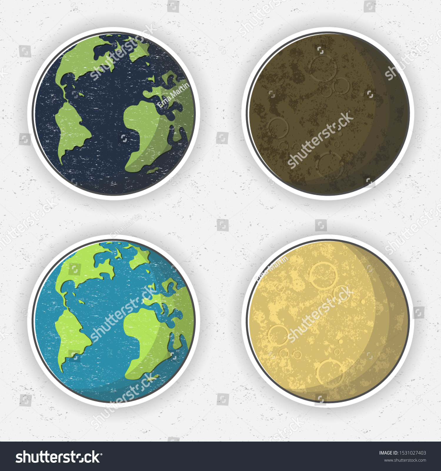 Planet Earth Moon Solar System Set Stock Vector (Royalty Free ...