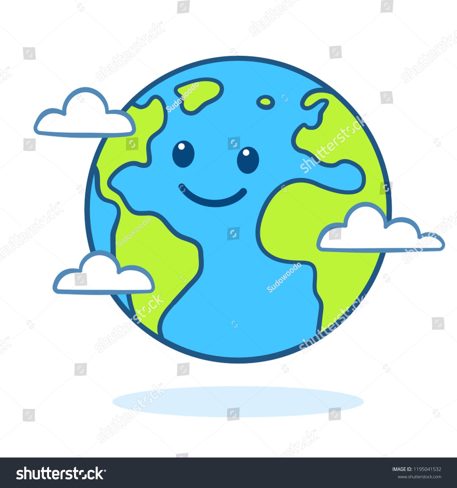 Planet Earth Drawing Cute Cartoon Face Stock Vector Royalty Free