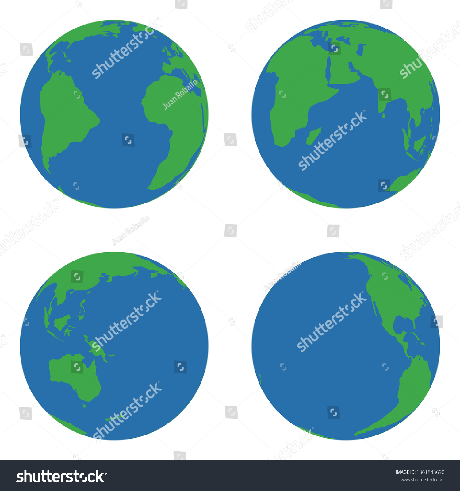 Planet Earth Different Positions Vector Illustration Stock Vector ...