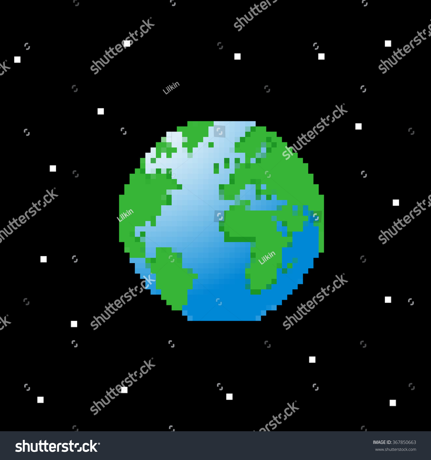 Planet Earth Pixel Art Vector Illustration Vetor Stock Livre De Direitos Shutterstock