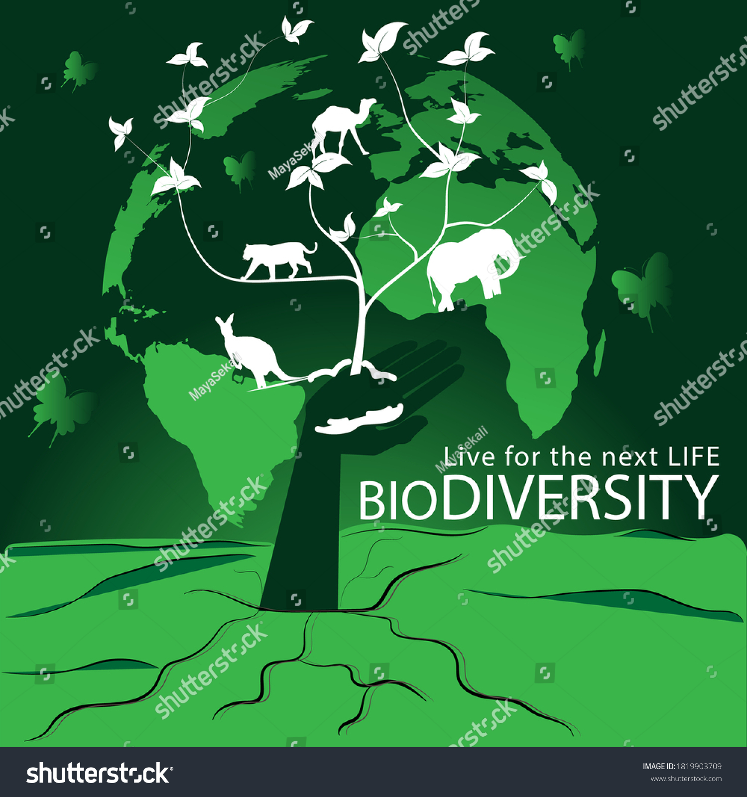 Planet Earth Animals Plants Biodiversity Stock Vector (Royalty Free ...