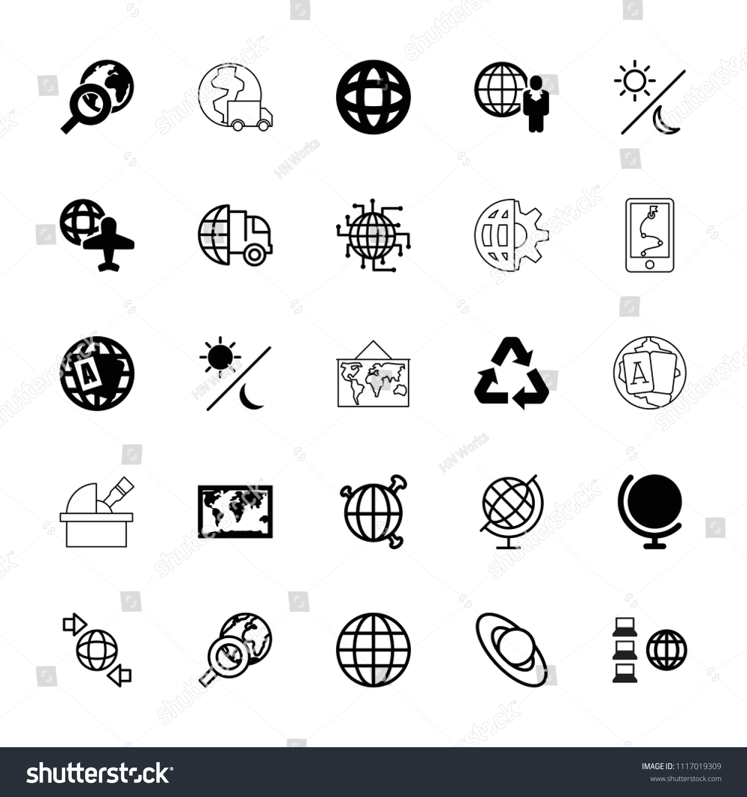 planet icon collection 25 planet filled stock vector royalty free