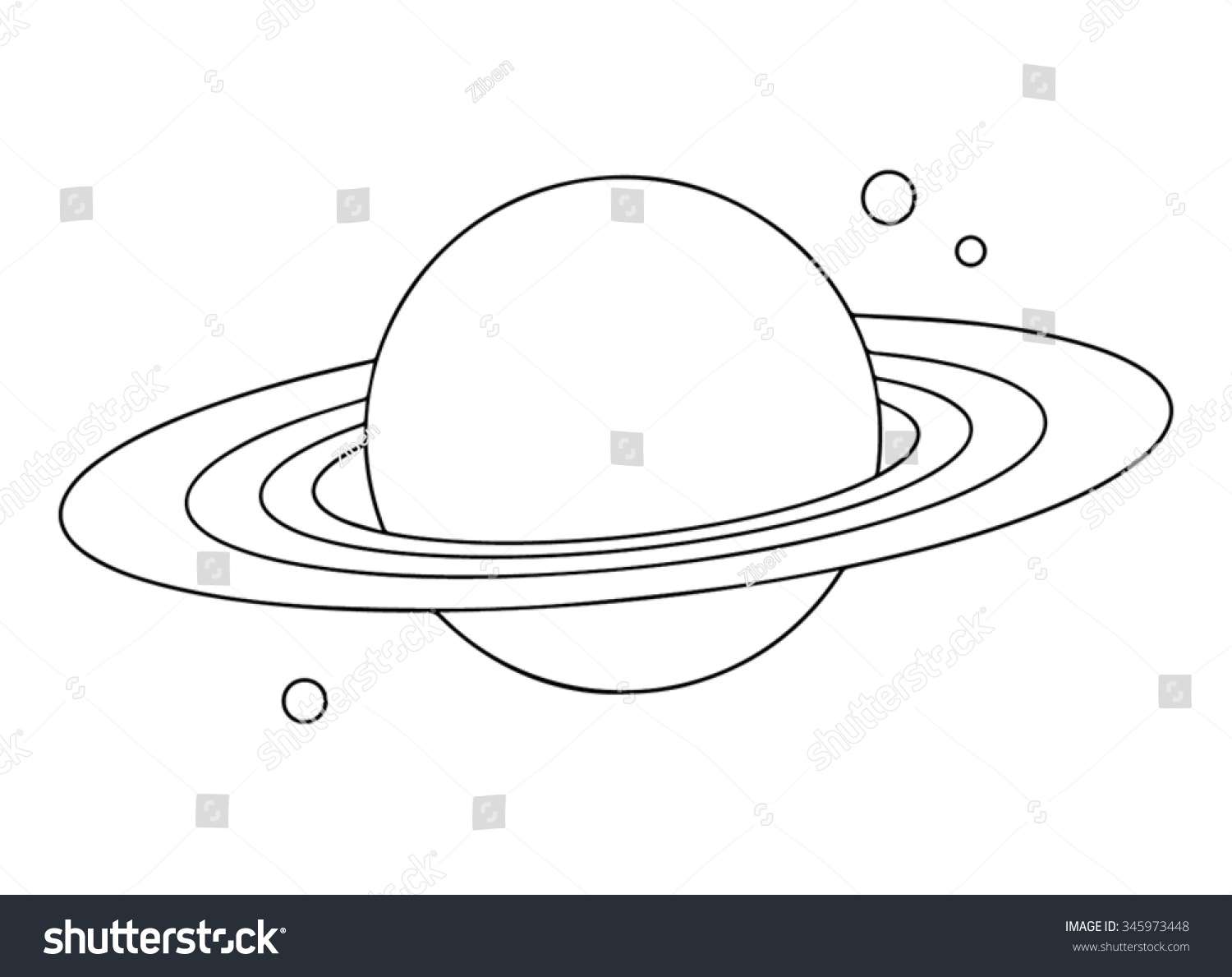 Planet Saturn With Rings Outline. Stock Vector 345973448 : Shutterstock