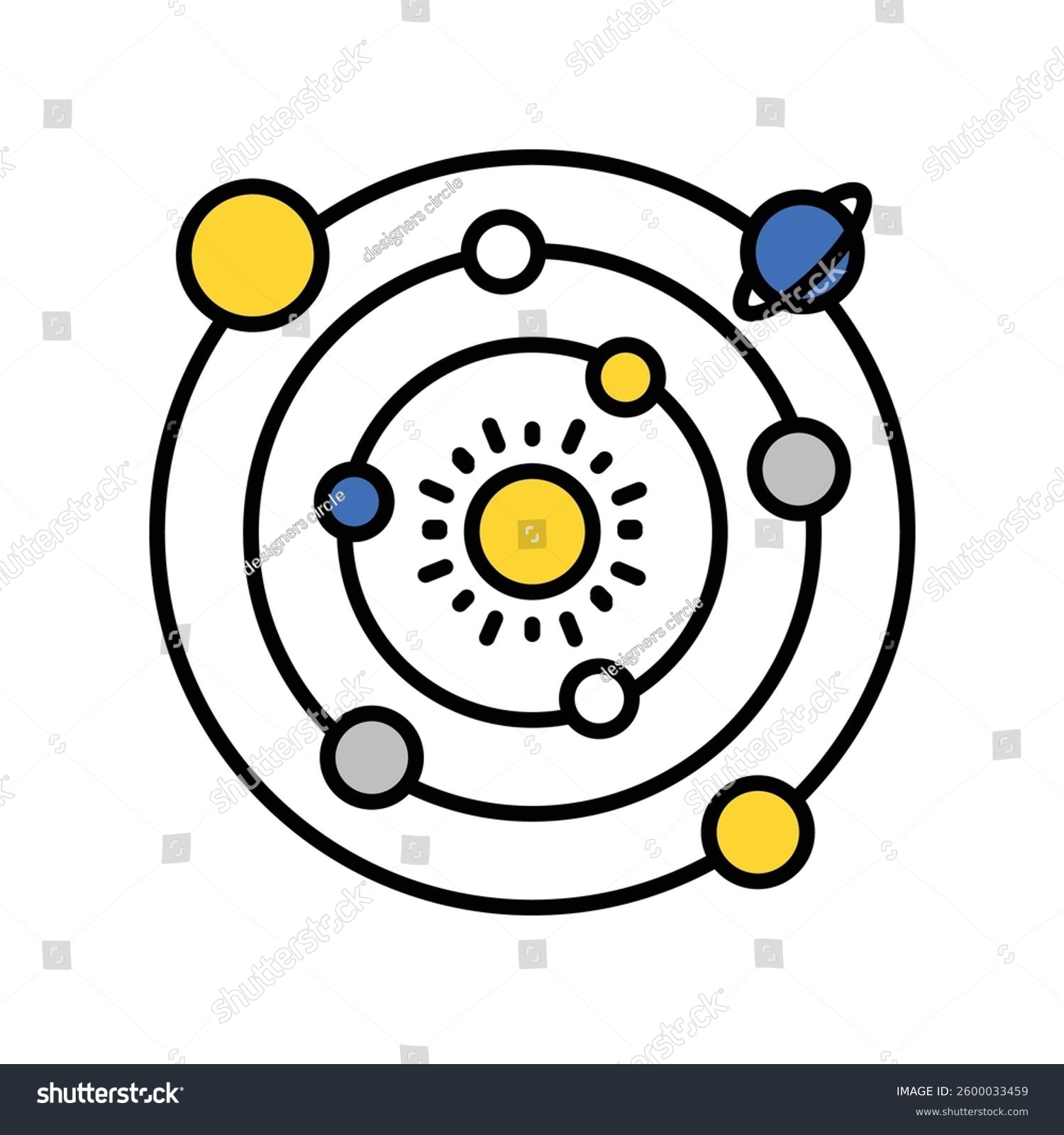 solar system diagram with planets and sun clip art preview