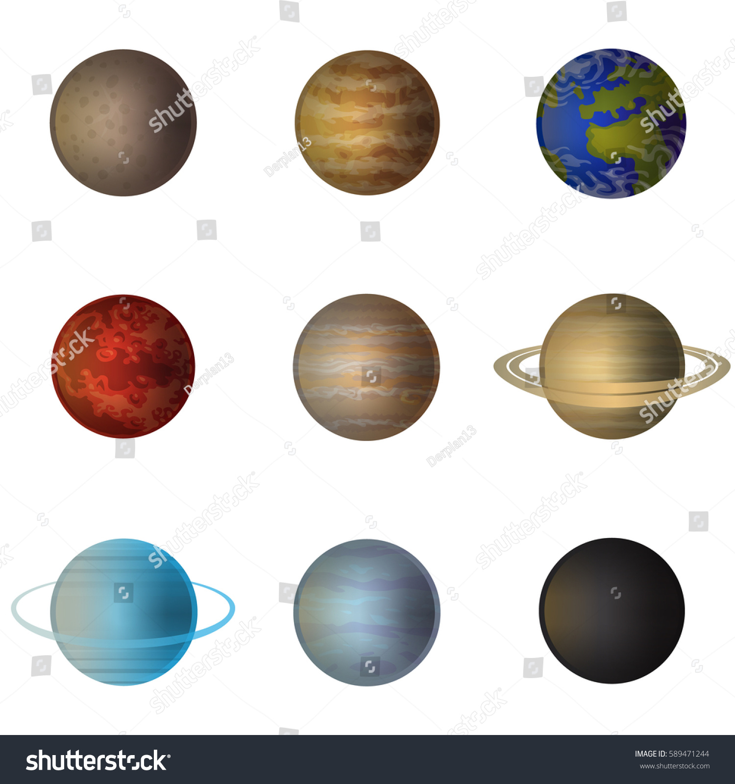 Planets Transparent Set Solar System Planets Stock Vector 589471244