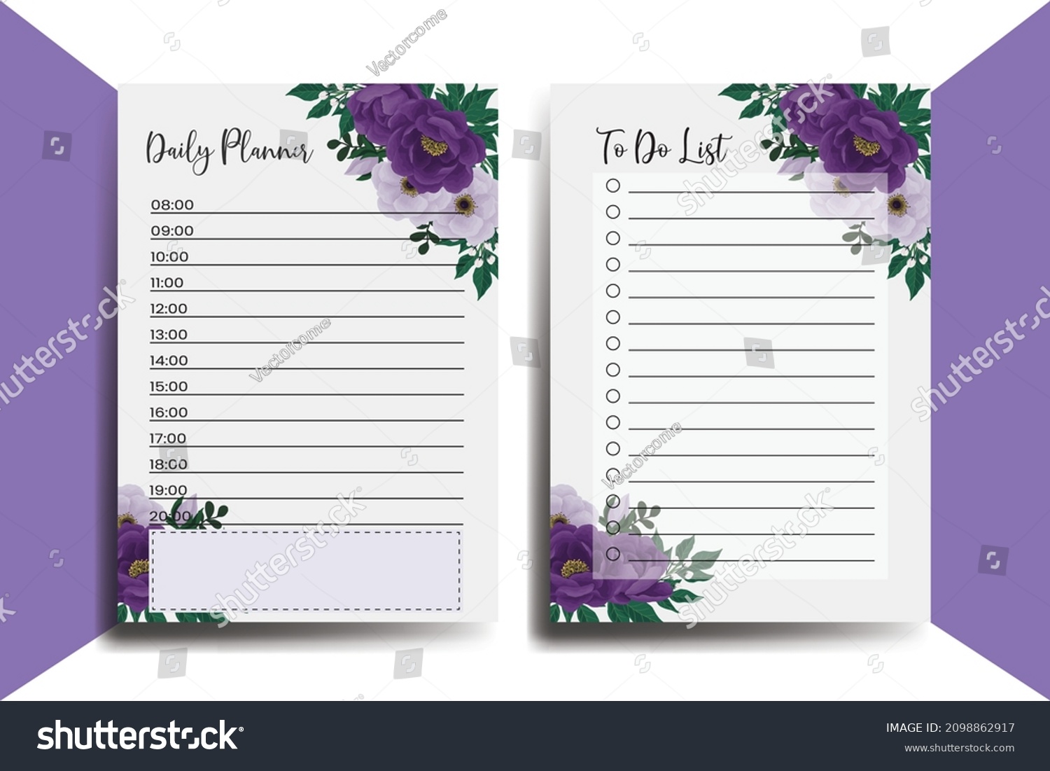 SVG of Planner To Do List Purple Peony Flower Design Template svg