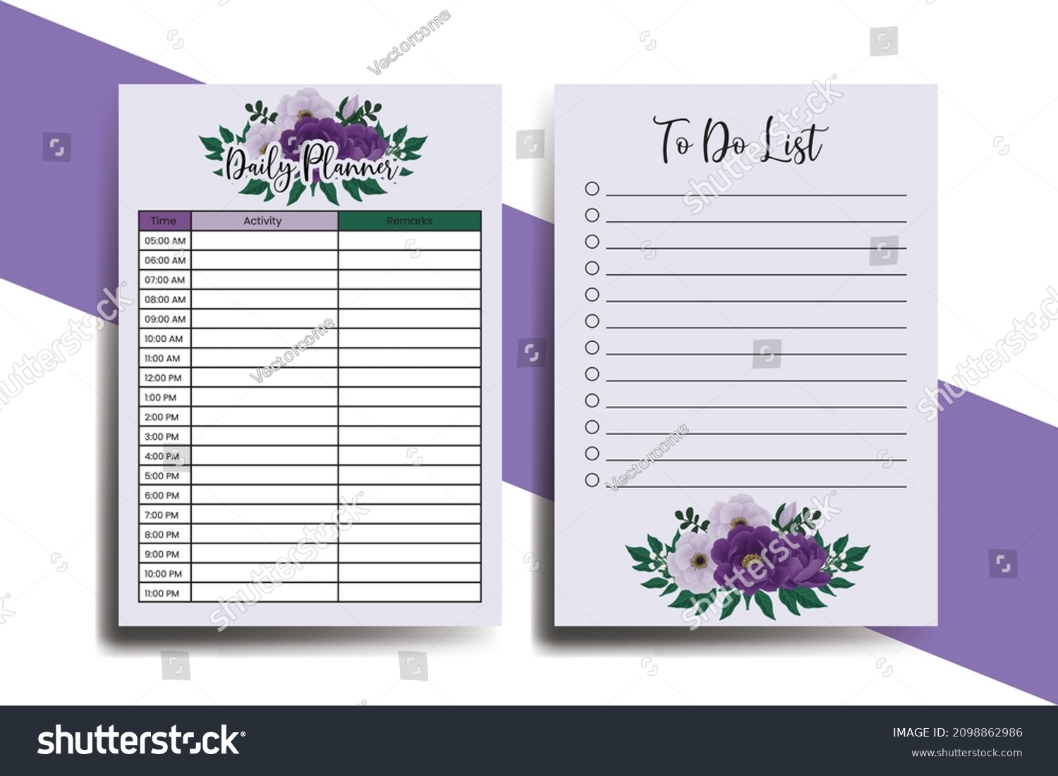 SVG of Planner To Do List Purple Peony Flower Design Template svg