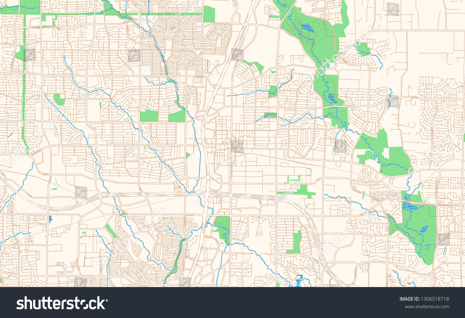 Map Of Plano Texas Plano Texas Printable Map Excerpt This Stock Vector (Royalty Free)  1306518718