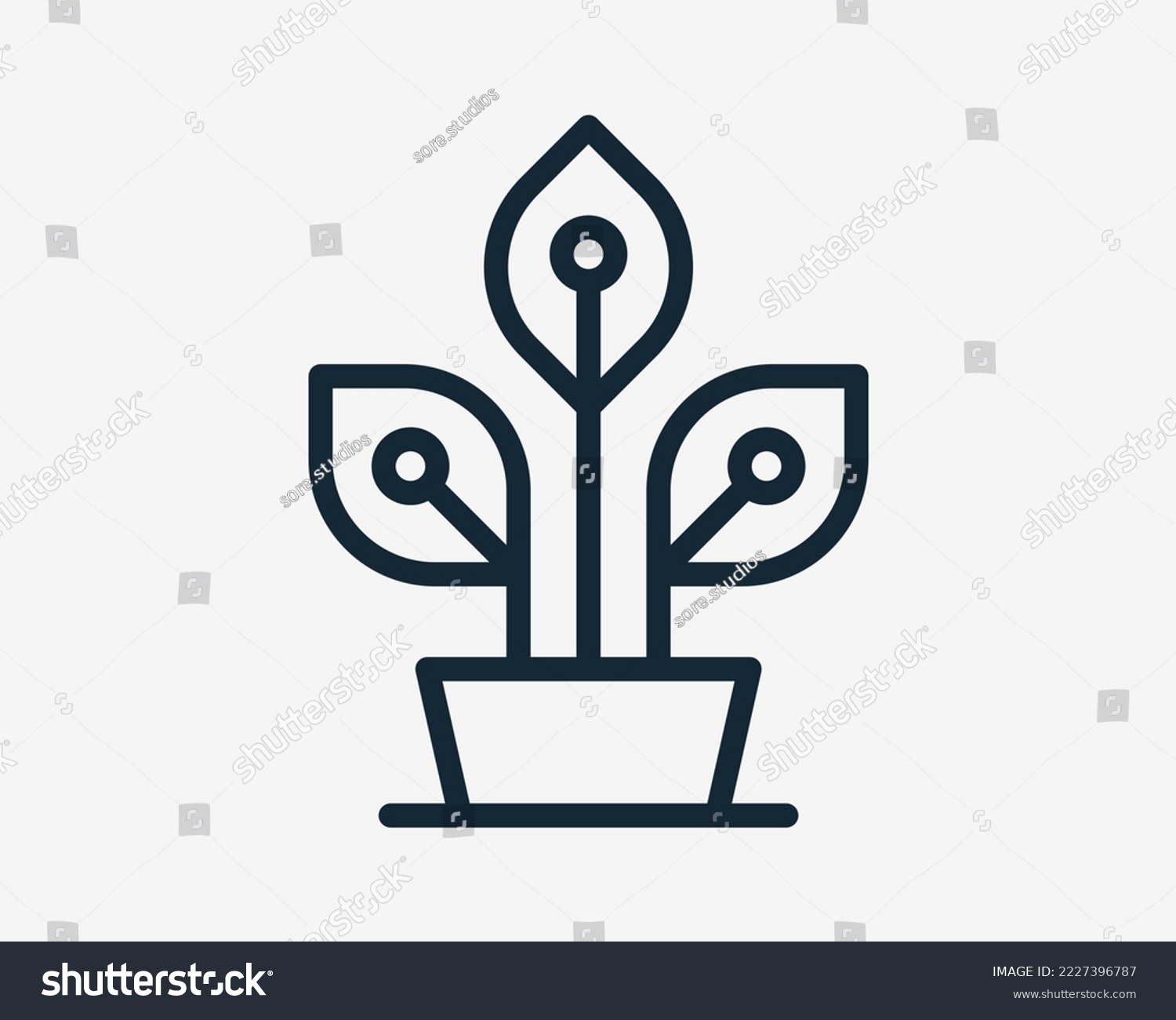 SVG of Plant Pot Leaf Potted Tree Grow Circuit Technology Digital Electronic System Vector Logo Design svg