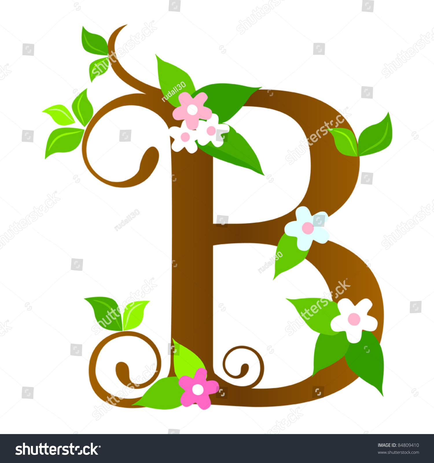 Plants Font Type Letter B: Vector De Stock (libre De Regalías) 84809410 ...