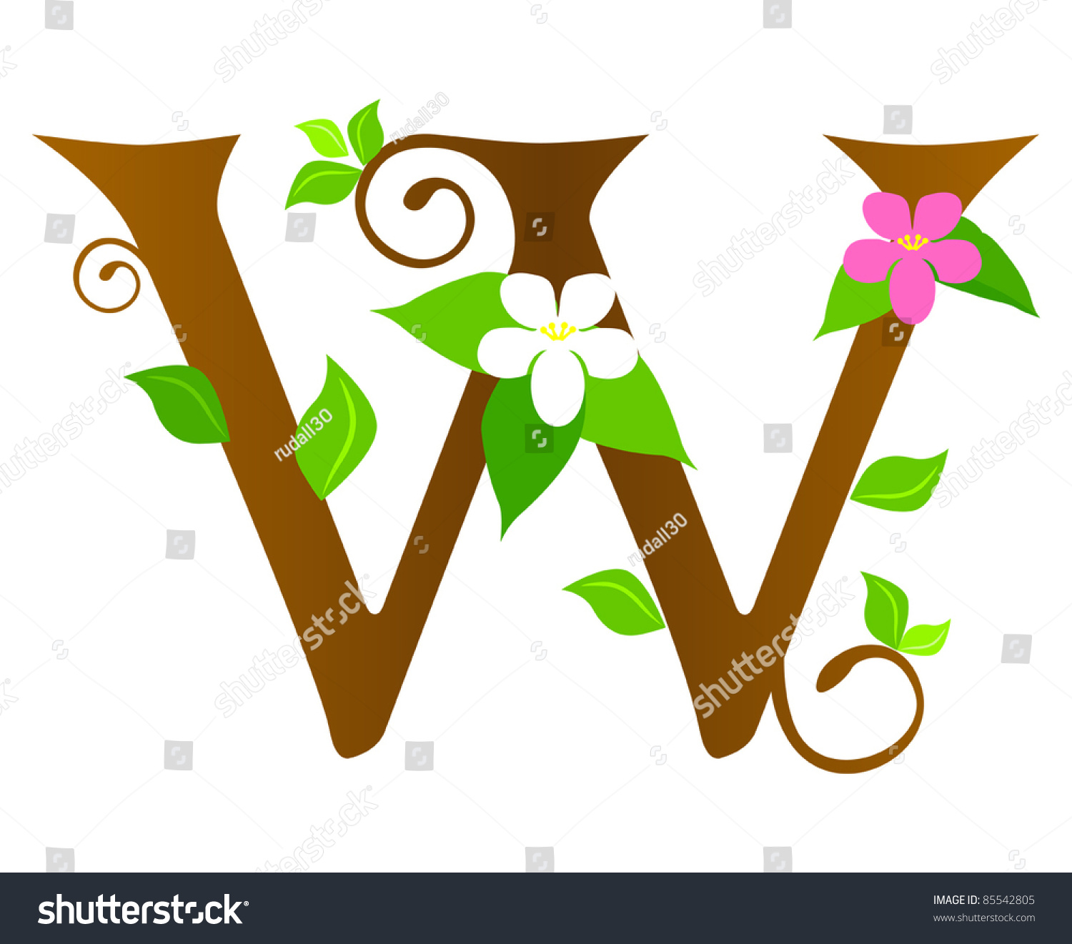 Plants Font Type Letter W Stock Vector 85542805 - Shutterstock