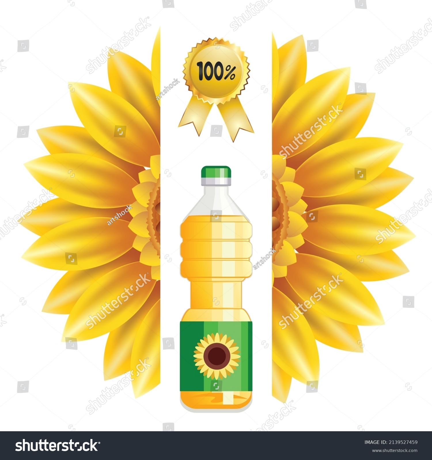 Plastic Bottle Vegetable Sunflower Oil Flower Stock Vector Royalty