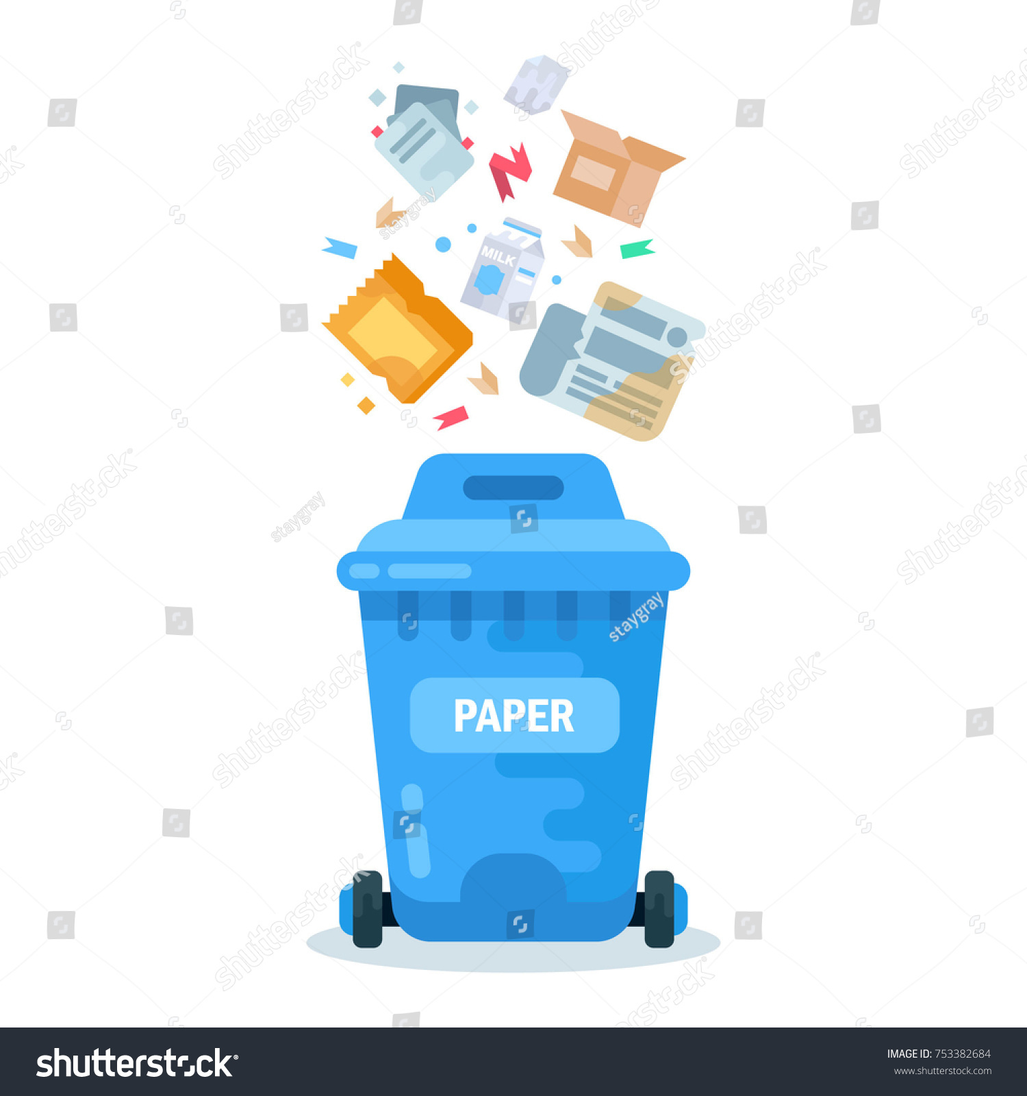 Plastic Container Paper Trashes Color Container Stock Vector (Royalty ...