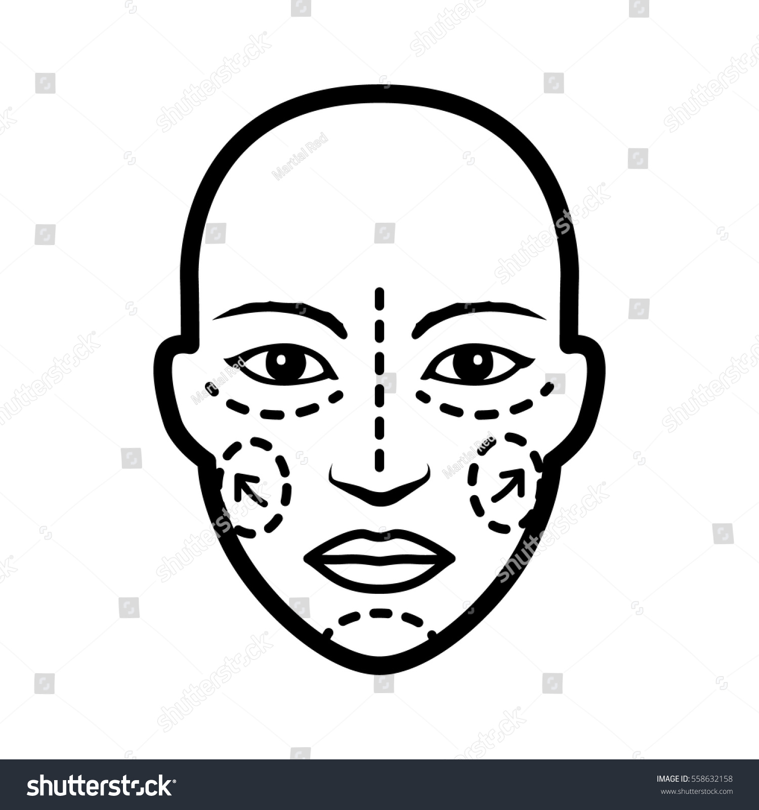 Plastic Cosmetic Surgery On Face Dotted Stock Vector 558632158 ...