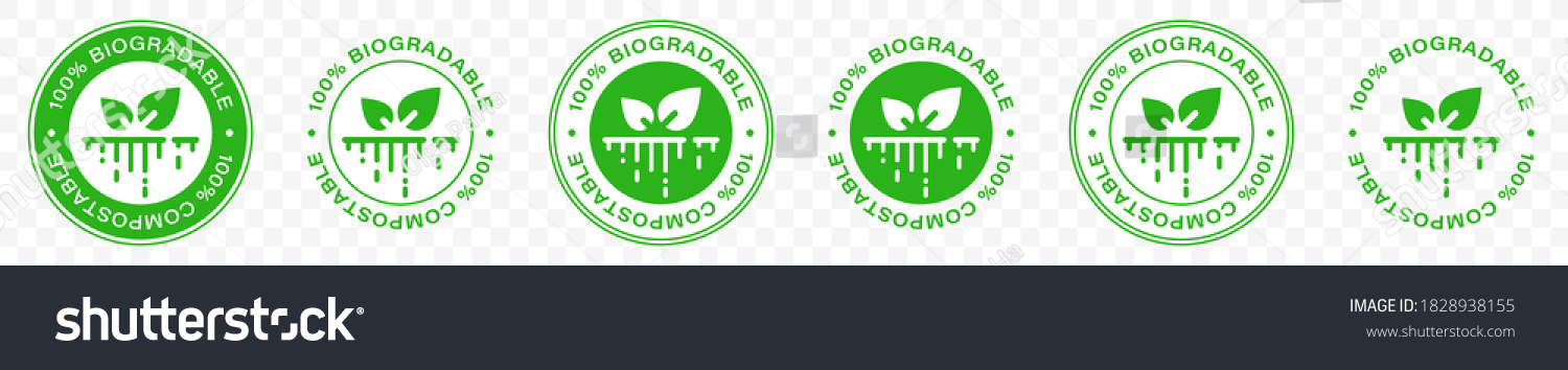 SVG of Plastic free. 100% Biodegradable and compostable icon. Round green and black symbol.. Information label. Vector illustration. svg
