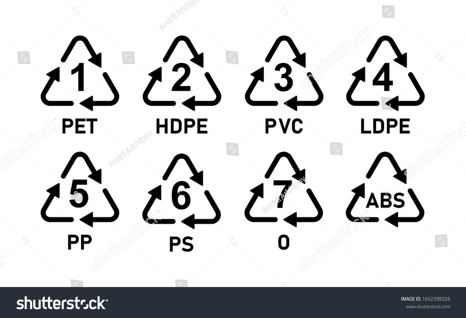 Plastic Recycling Symbols Flat Vector Icon Stock Vector (Royalty Free ...