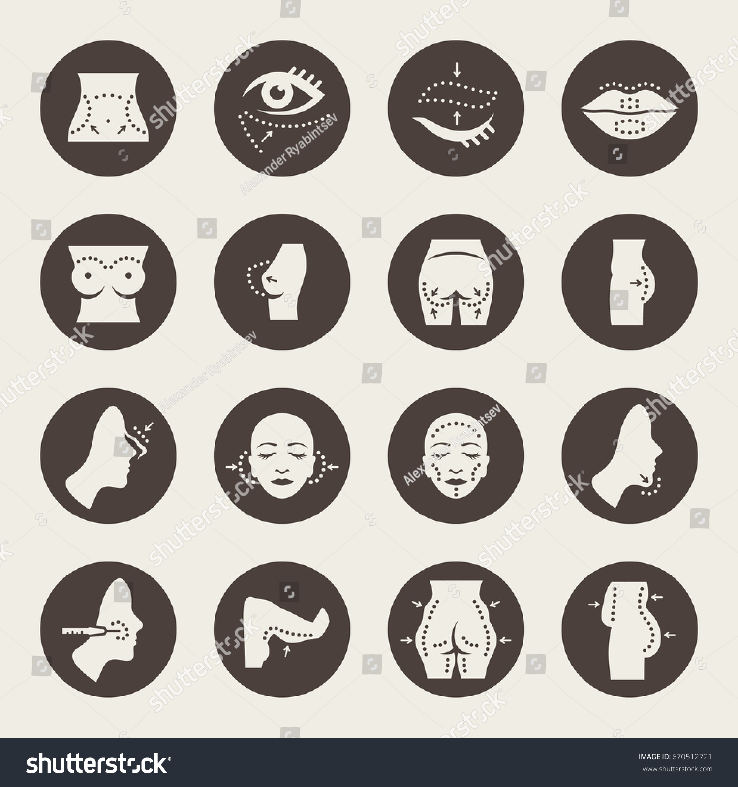 Plastic Surgery Icon Set Stock Vector (Royalty Free) 670512721