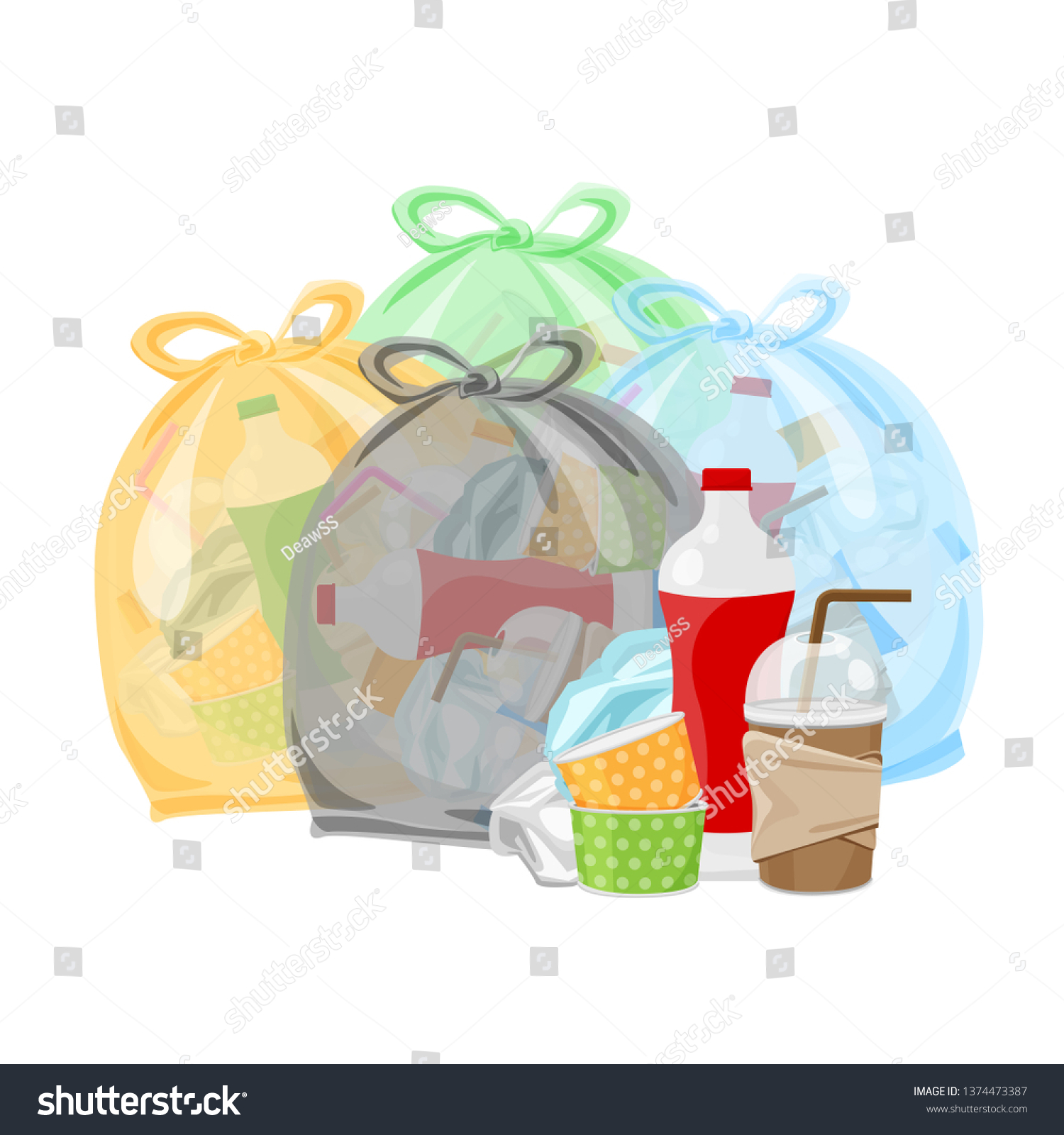 Plastic Waste Packed Transparent Bags Waste Stock Vector (Royalty Free ...