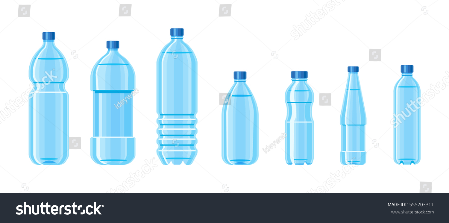 SVG of Plastic water bottle blue color set containers of different capacities large-small tare, pump bottle. Healthy aqua bottles clean water for drinking. Template bottles delivery water service vector svg