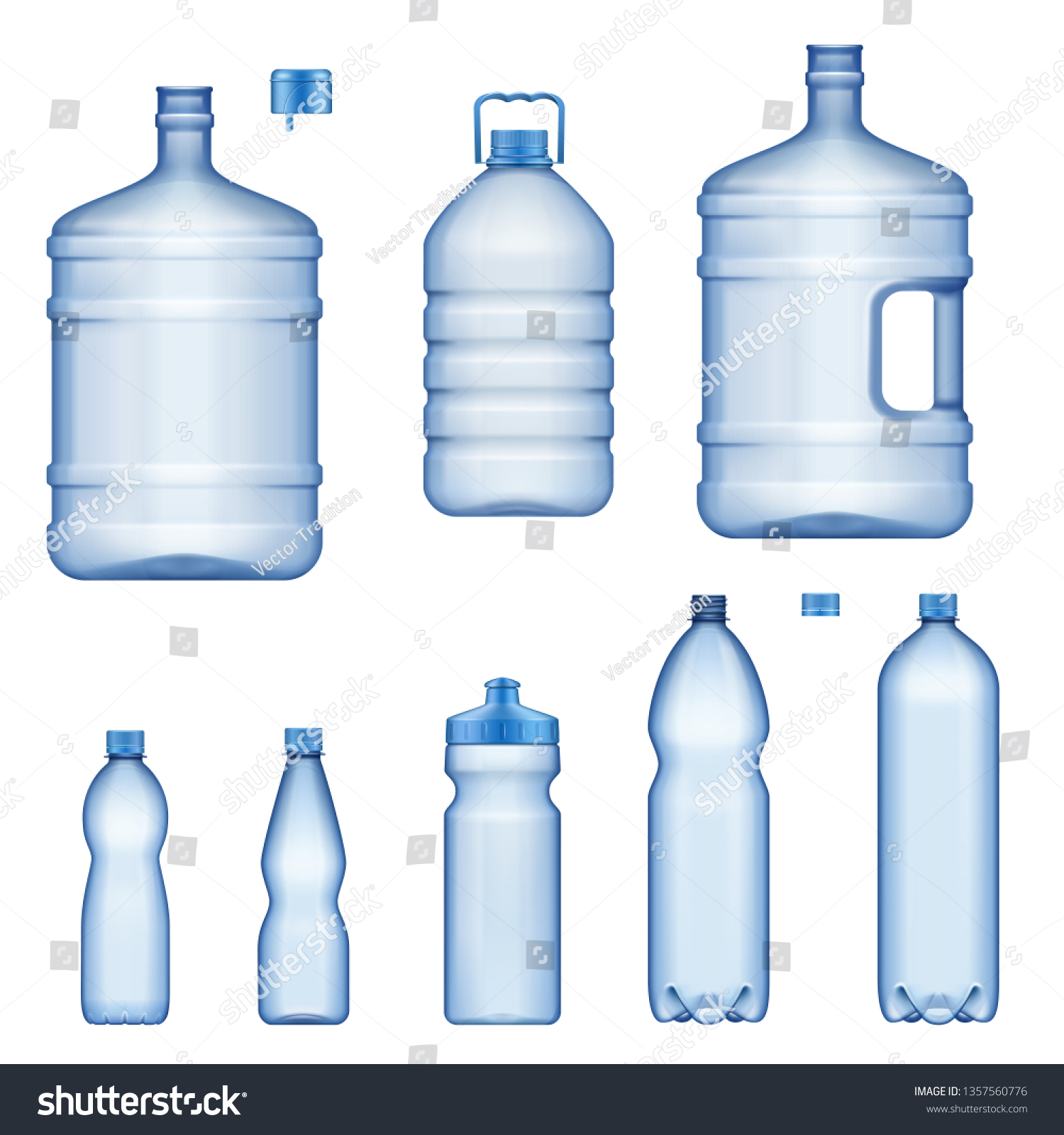 Download Plastic Water Bottles Realistic 3d Mockup Stock Vector Royalty Free 1357560776