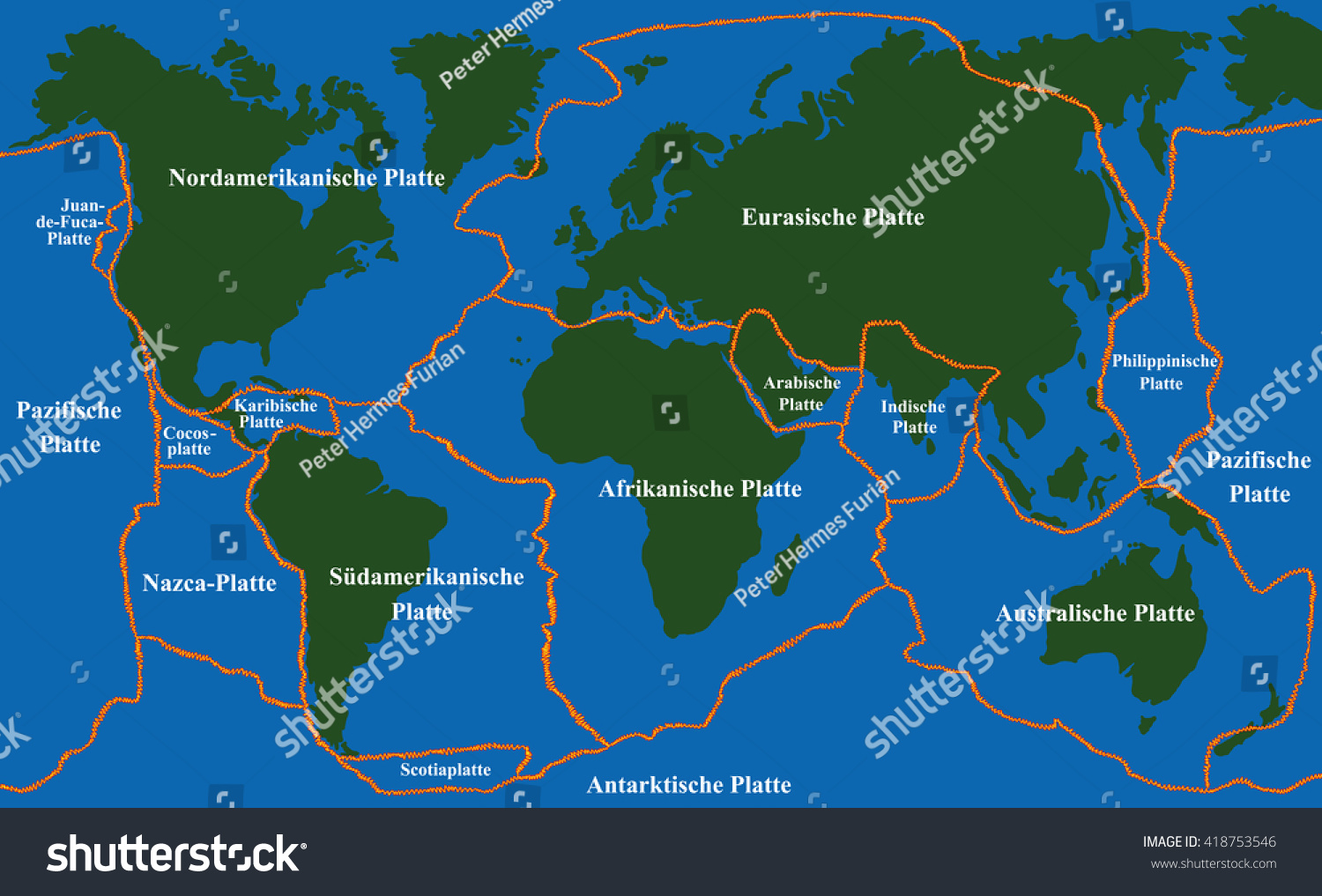 Plate Tectonics World Map Fault Lines Stock Vector Royalty Free