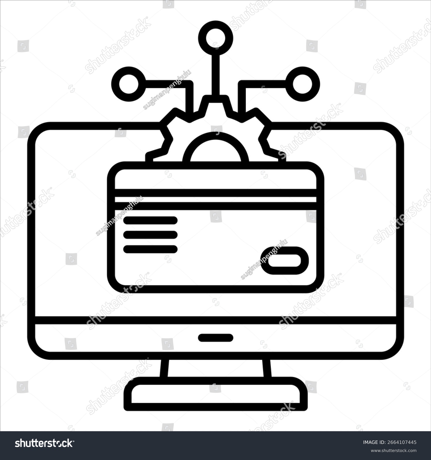 computer screen with credit card and network clip art preview