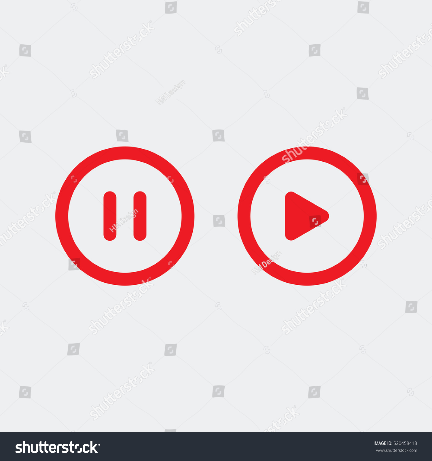 Play And Pause Icons Stock Vector 520458418 : Shutterstock