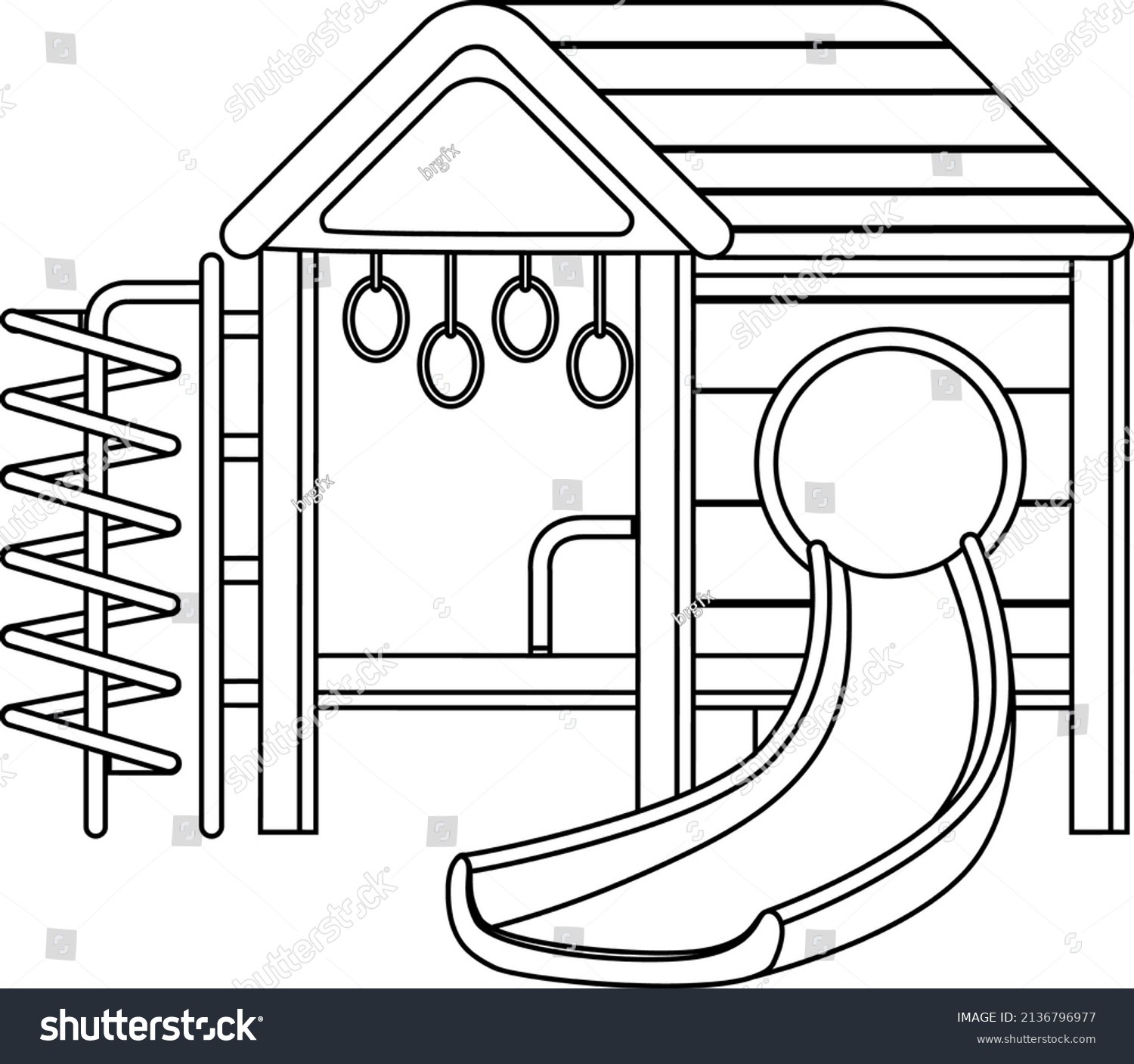 Playground Doodle Outline Colouring Illustration Stock Vector (Royalty ...