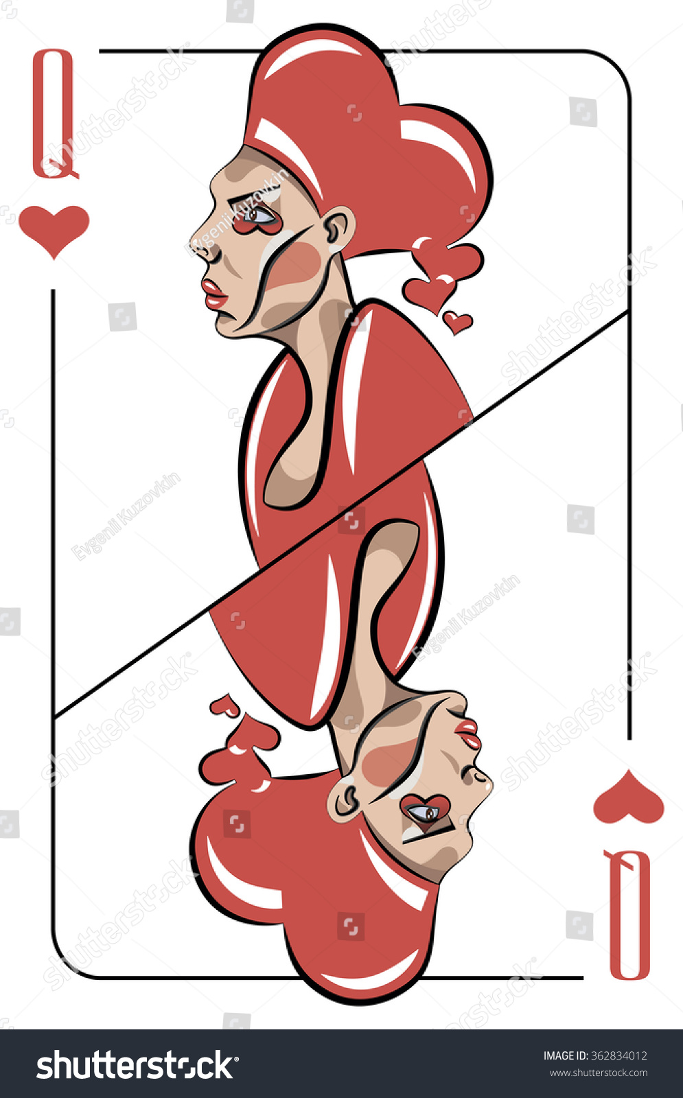 Playing Card Queen Hearts Stock Vector Royalty Free 362834012 Shutterstock