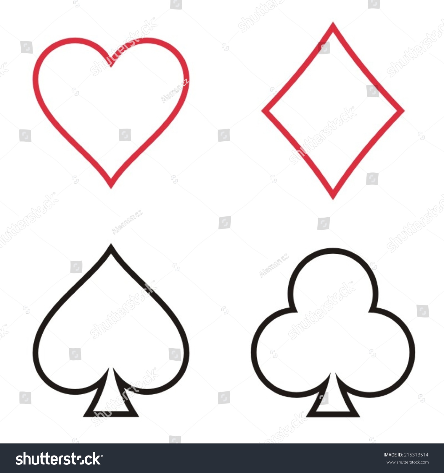 Playing Cards Outline Symbols Collection On Stock Vector 215313514 ...