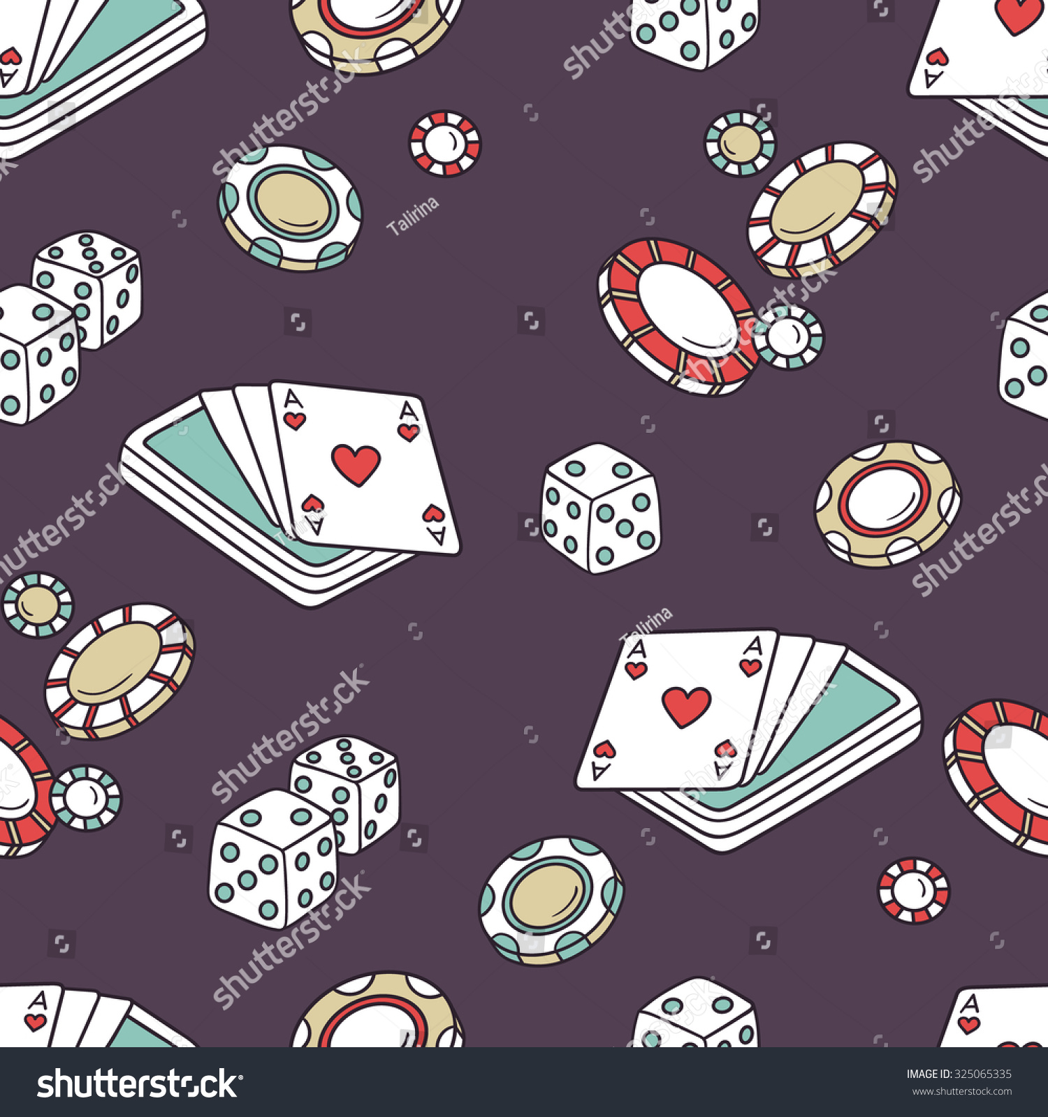 Playing Chips Cards Seamless Pattern Doodle Stock Vector Royalty Playing Chips Cards Seamless Pattern Doodle Stock Vector Royalty