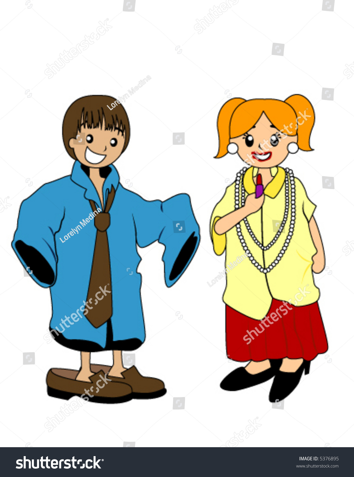 Playing Dress Kids Adult Clothes Vector Stock Vector (Royalty Free ...