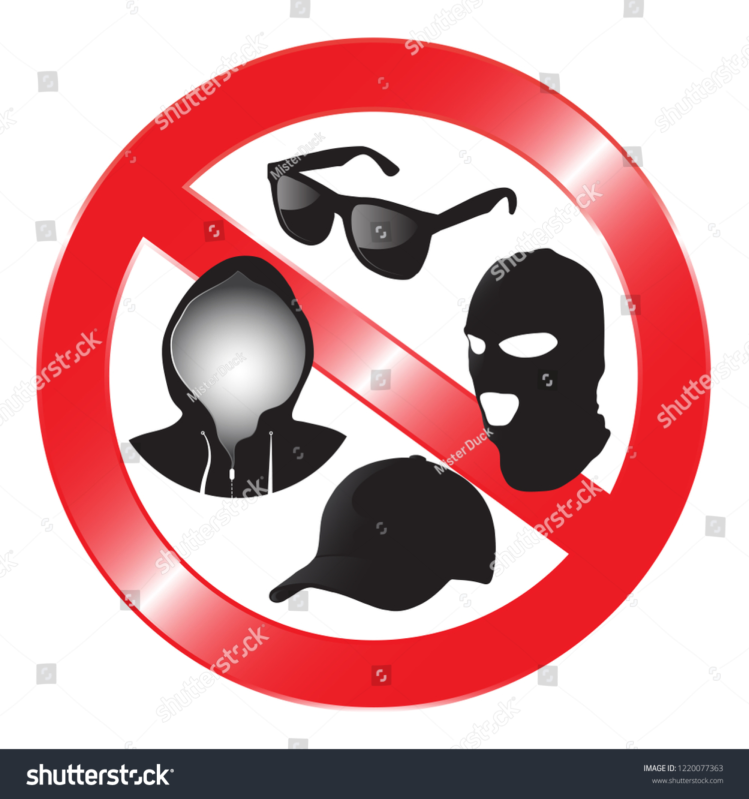 Please Remove All Head Covering Sunglasses Stock Vector Royalty Free 1220077363 9054