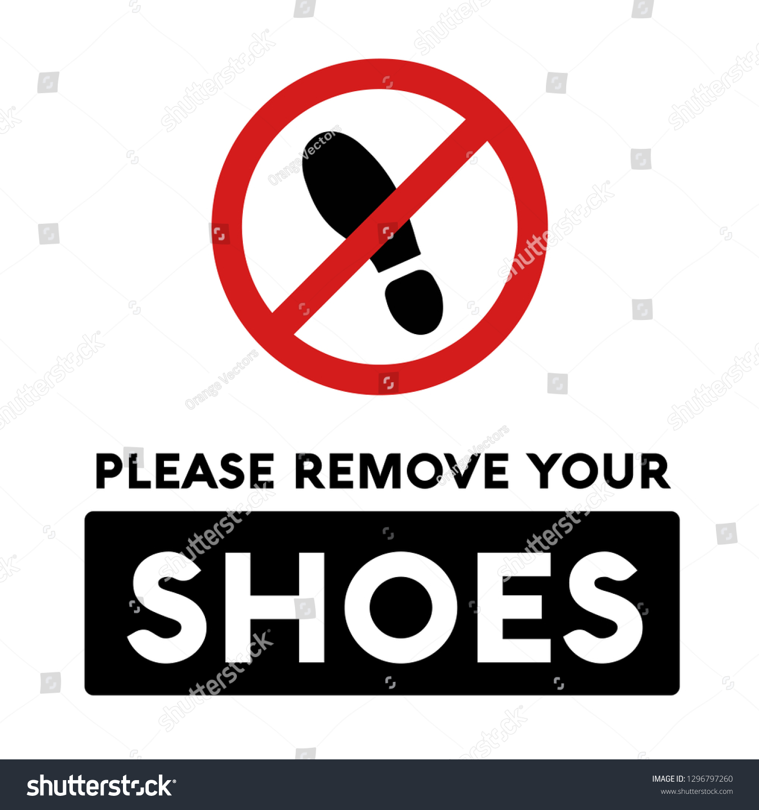 Vektor Stok Please Remove Your Shoes Sign Tanpa Royalti 1296797260