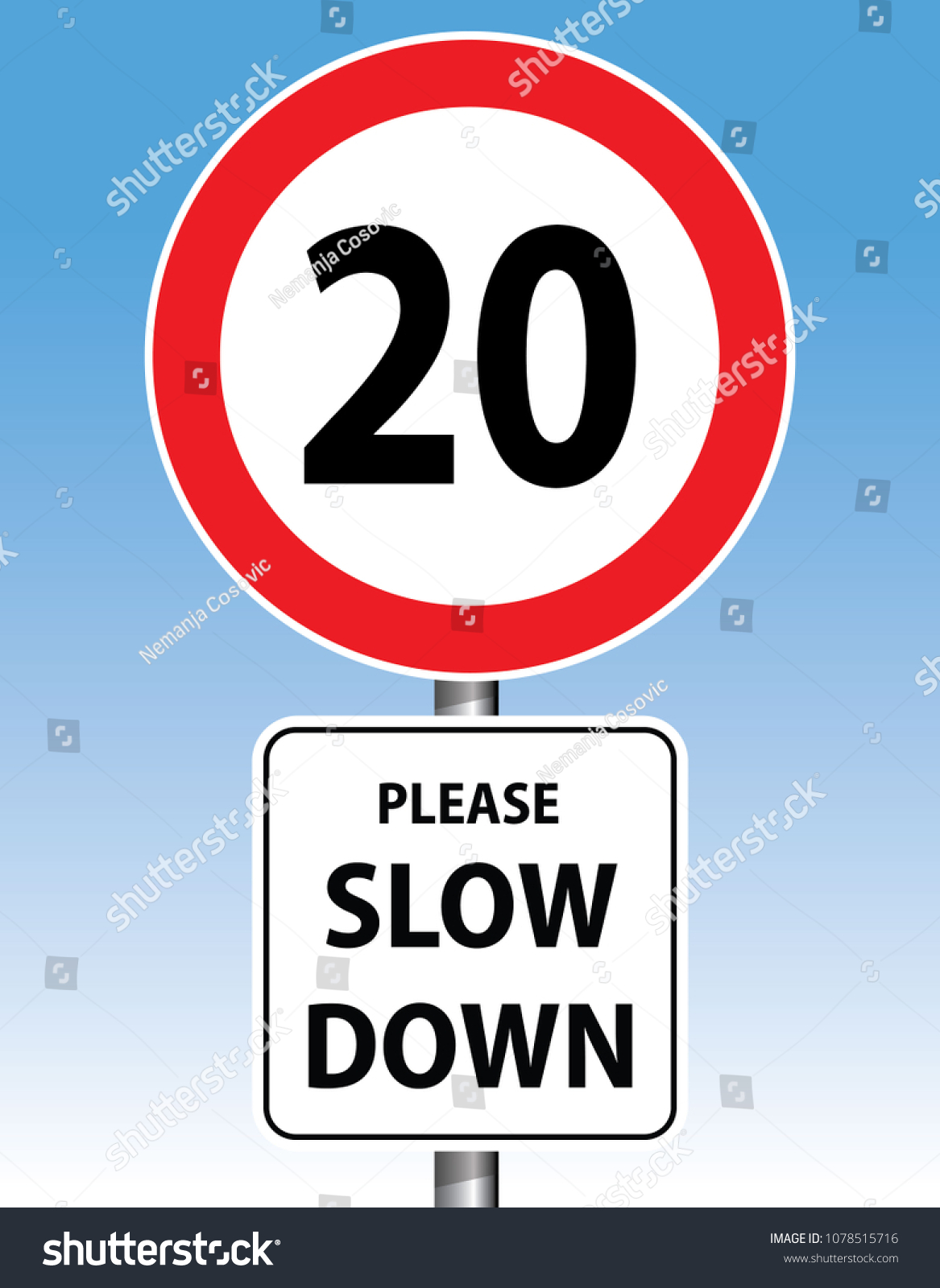 Please Slow Down Road Sign 20 Stock Vector Royalty Free 1078515716