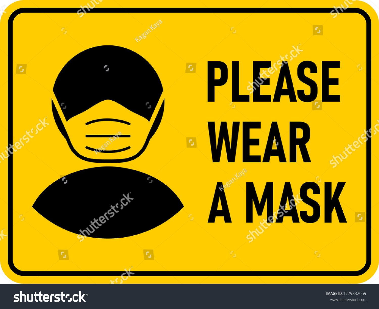 Please Wear Face Mask Rectangular Instruction Stock Vector (Royalty ...