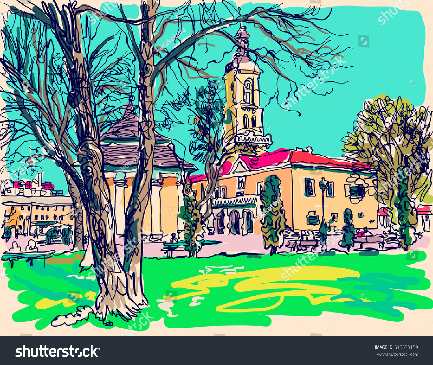 Plein Air Digital Painting Kamenetzpodolsky Famous Immagine Vettoriale Stock Shutterstock