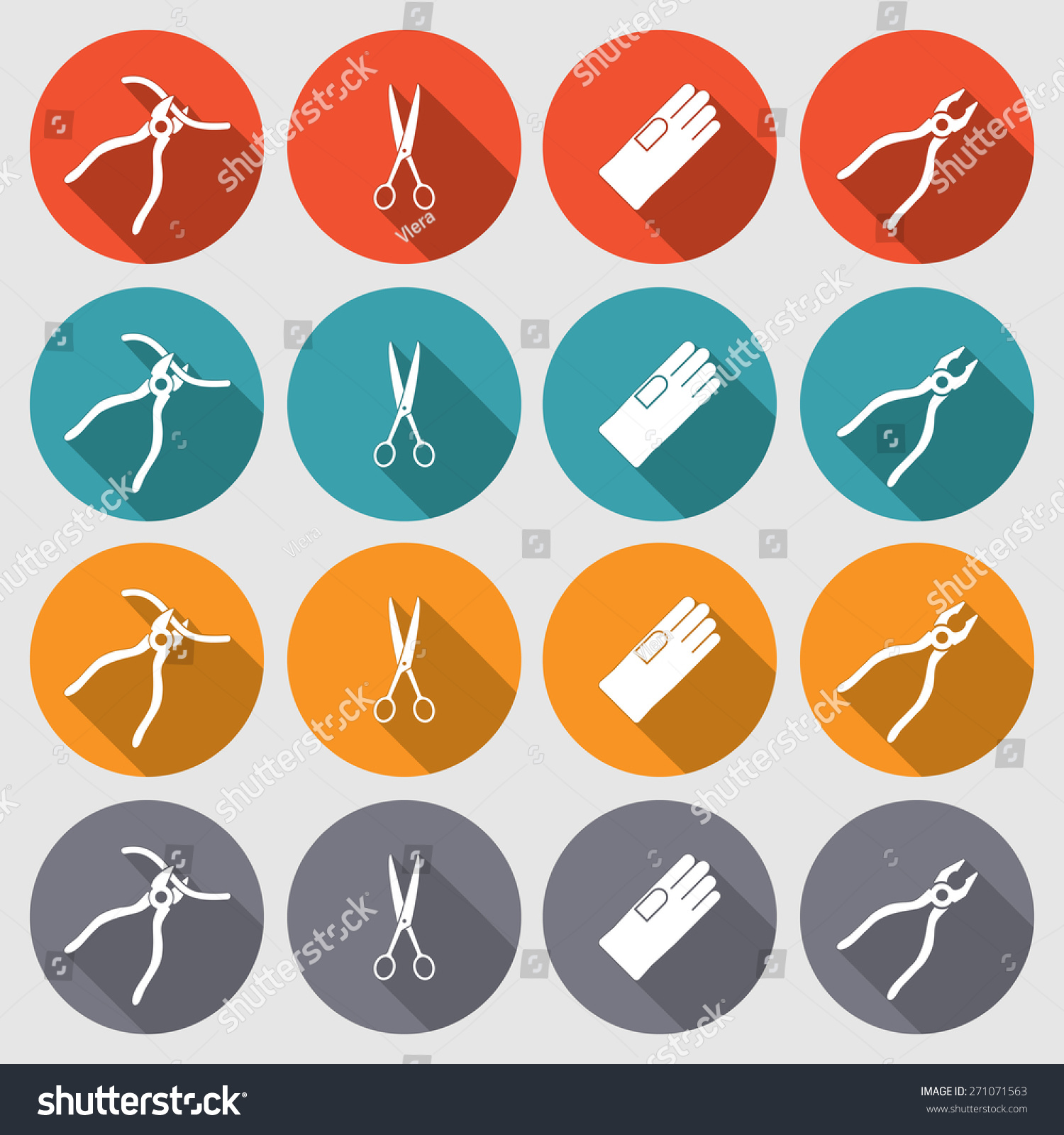 Pliers Gloves Tongs Scissors Icons Set Stock Vector (Royalty Free ...