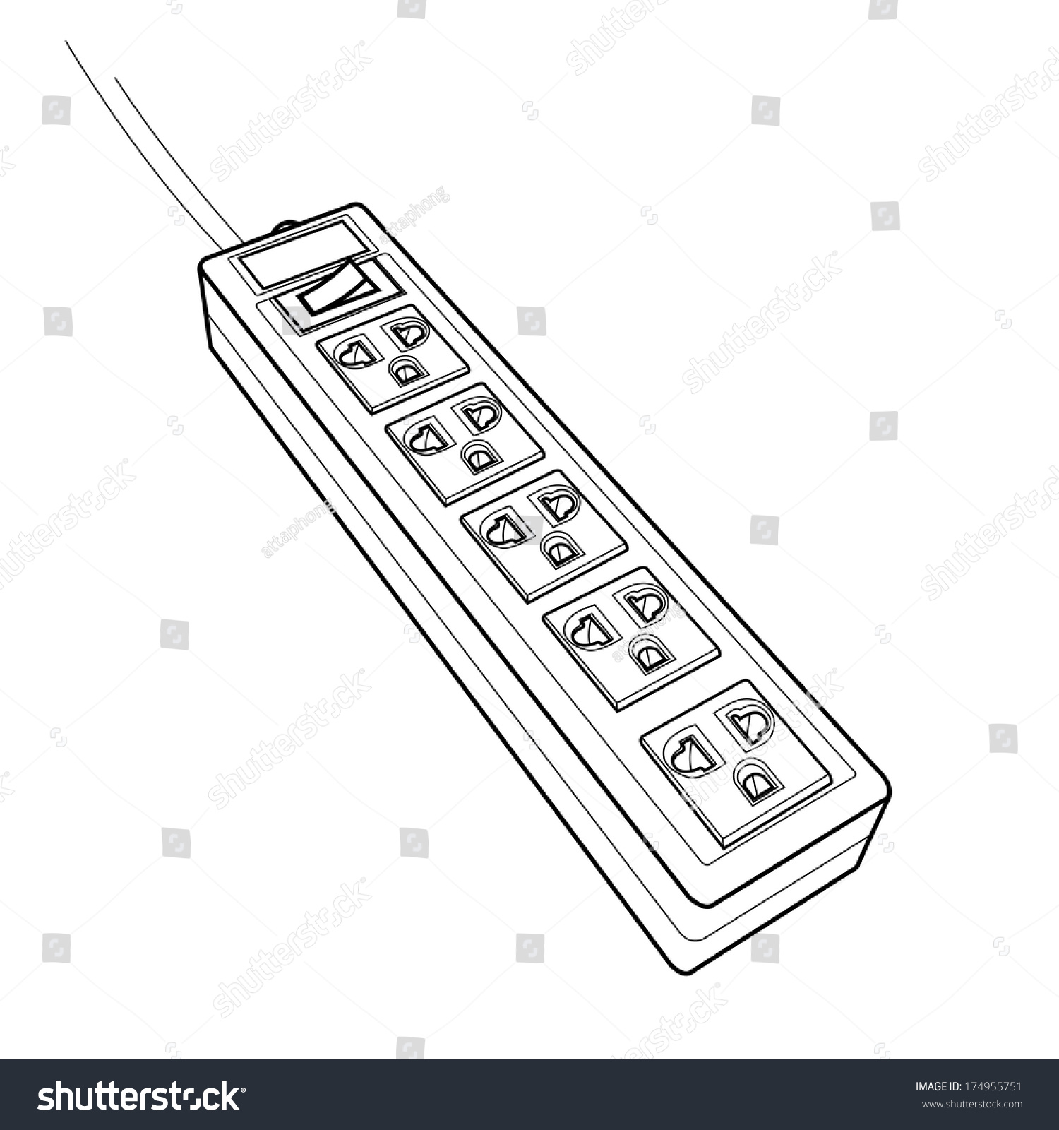 Plug Sockets Outline Vector Stock Vector (Royalty Free) 174955751
