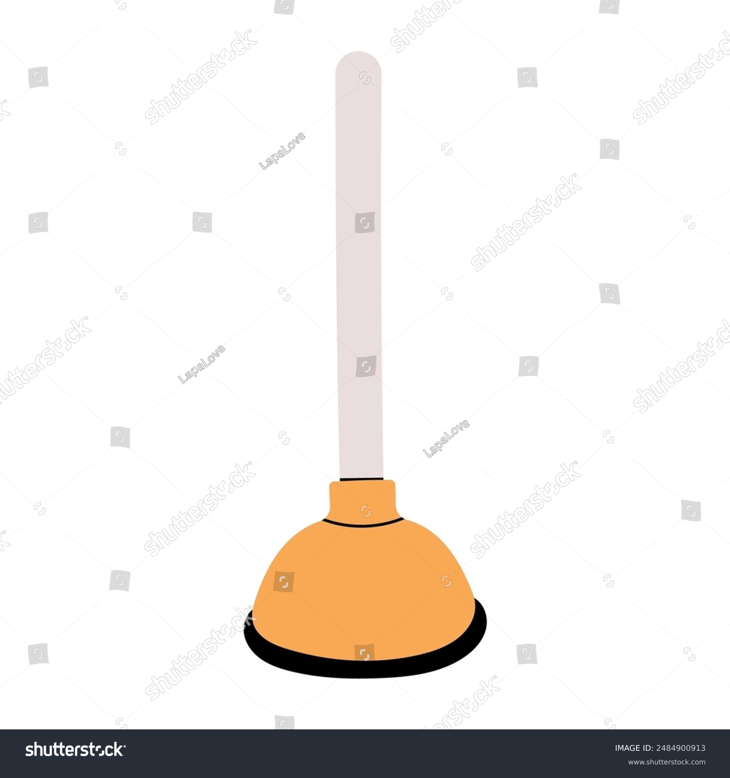 recommend clip art: Plunger, pumping plumbing tool for toilet and sink unclog. Cleaning draining cup on pole, stick. Clog suction, sanitary appliance. Flat graphic vector illustration isolated on white background