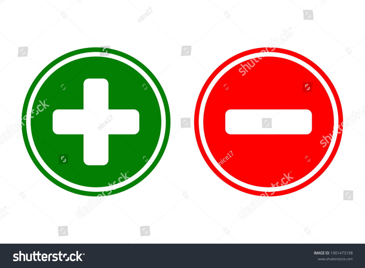 Plus Minus Sign Icon Green Plus Stock Vector (Royalty Free) 1901473198 ...