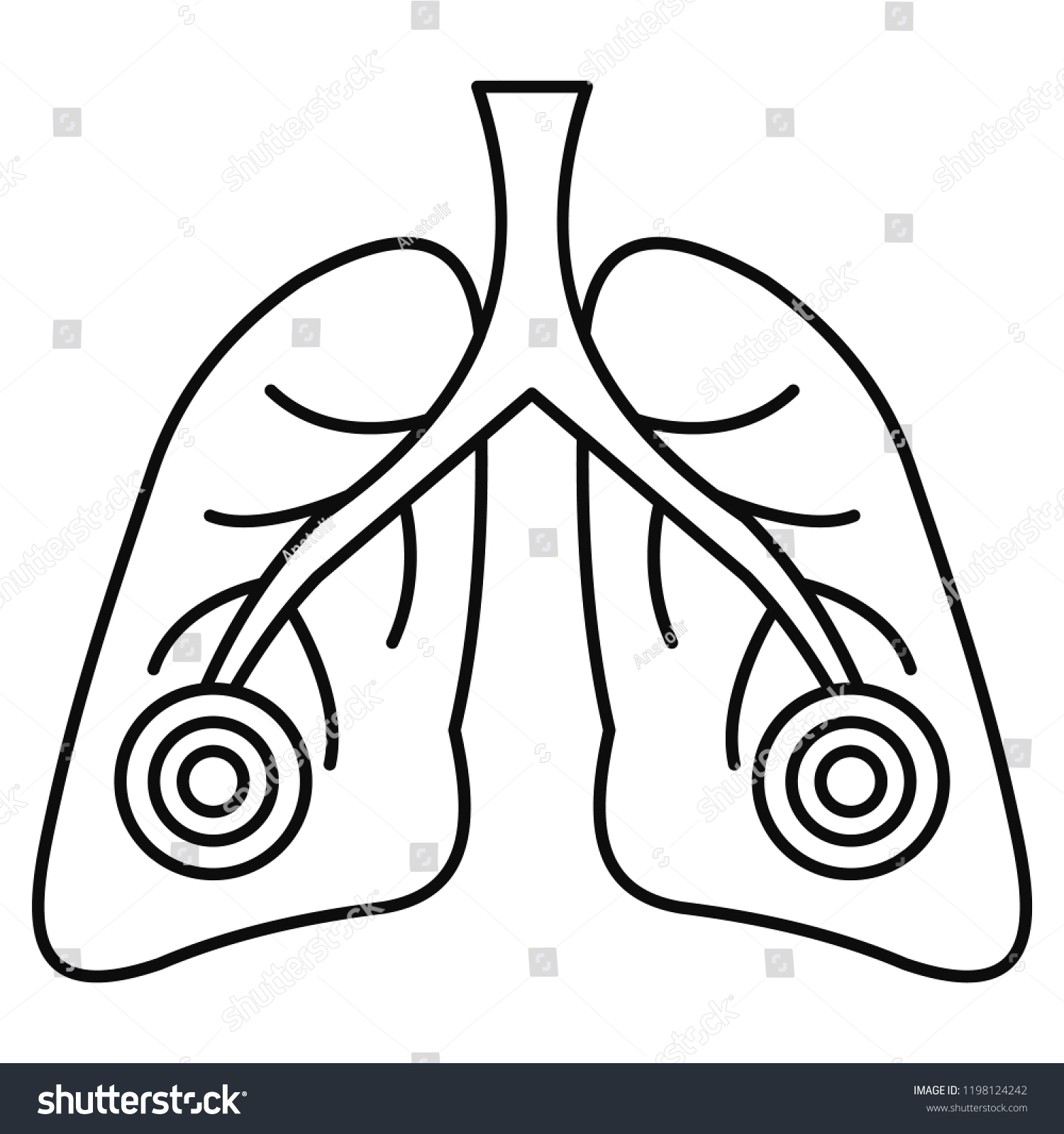 Pneumonia Lungs Icon Outline Illustration Pneumonia Stock Vector ...